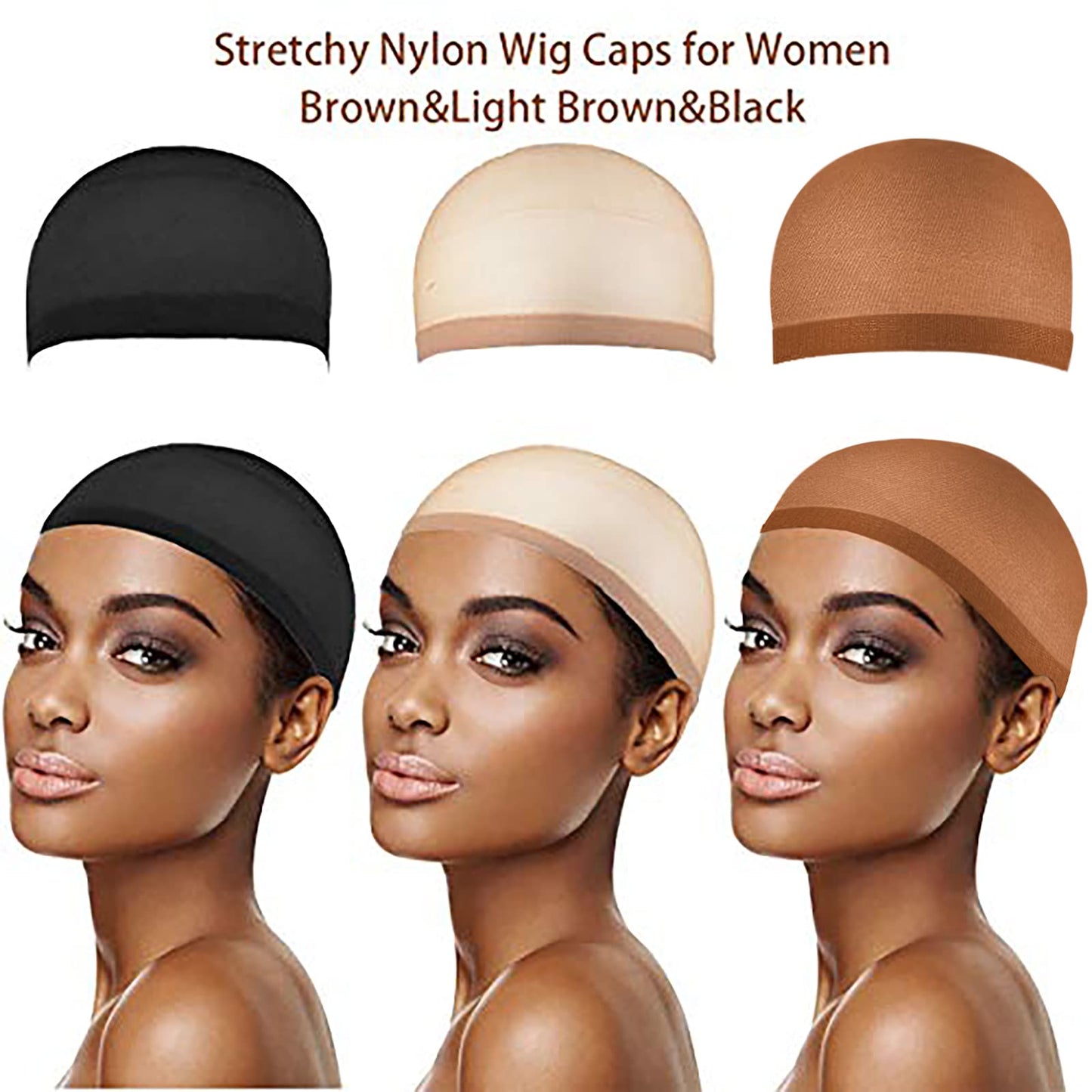 Smilco 30 Pcs Ultra-Thin Wig Caps for Women, Stretchy Nylon HD Stocking Caps for Wigs, Cosplay & Daily Use
