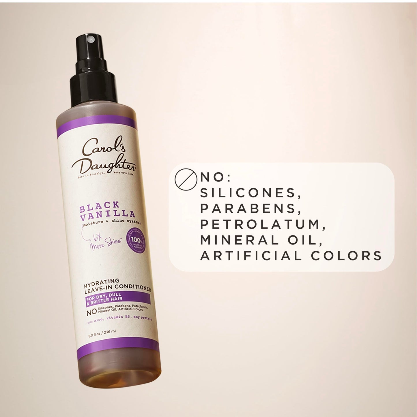 Carol's Daughter Black Vanilla Leave In Conditioner for Curly, Wavy or Natural Hair, Moisturizing Hair Care for Dry, Dull or Brittle Hair, 8 Fl Oz