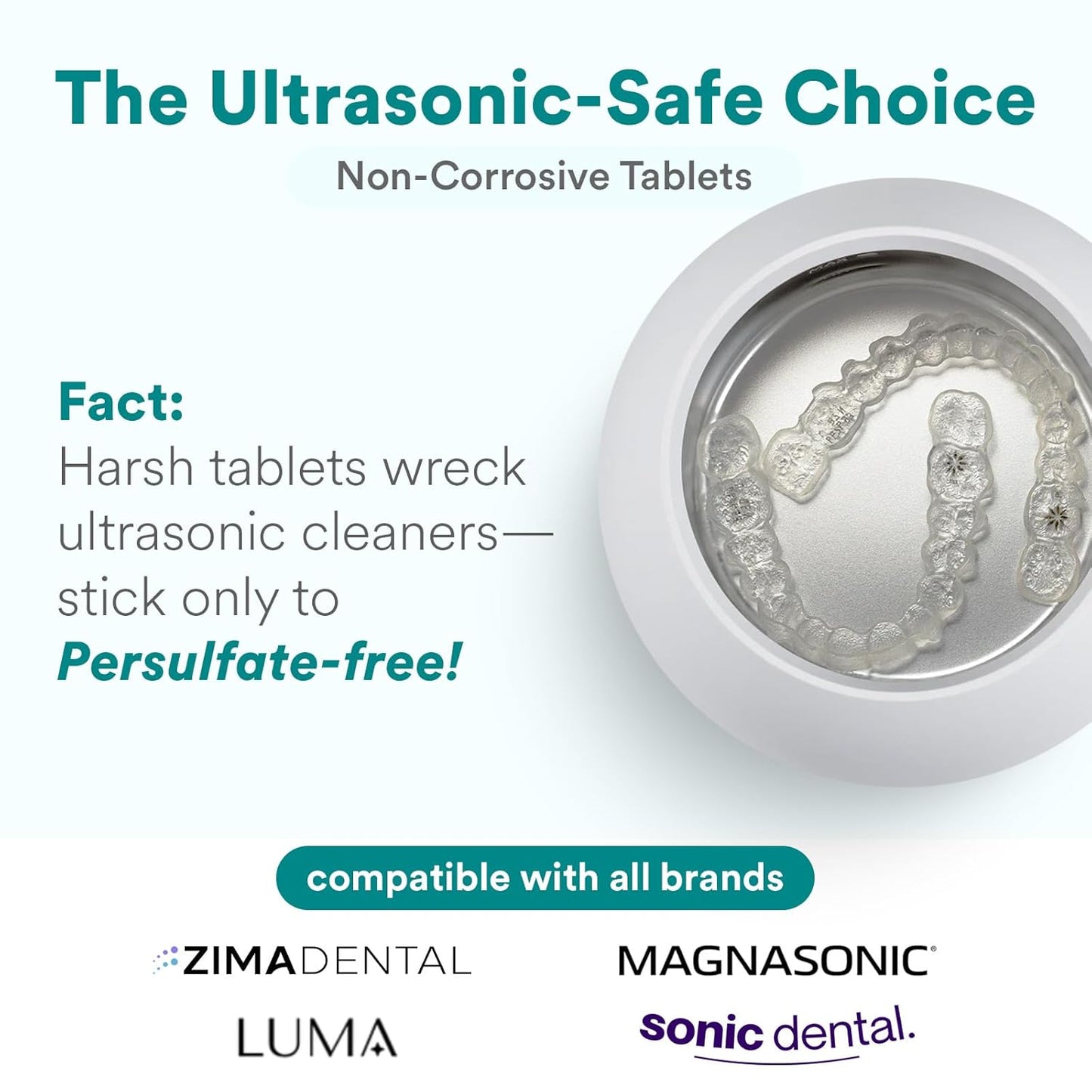 Retainer Cleaner Tablets for Invisalign & Dentures - PERSULFATE FREE, 60 Mint Scented Tablets, 2-Month Supply