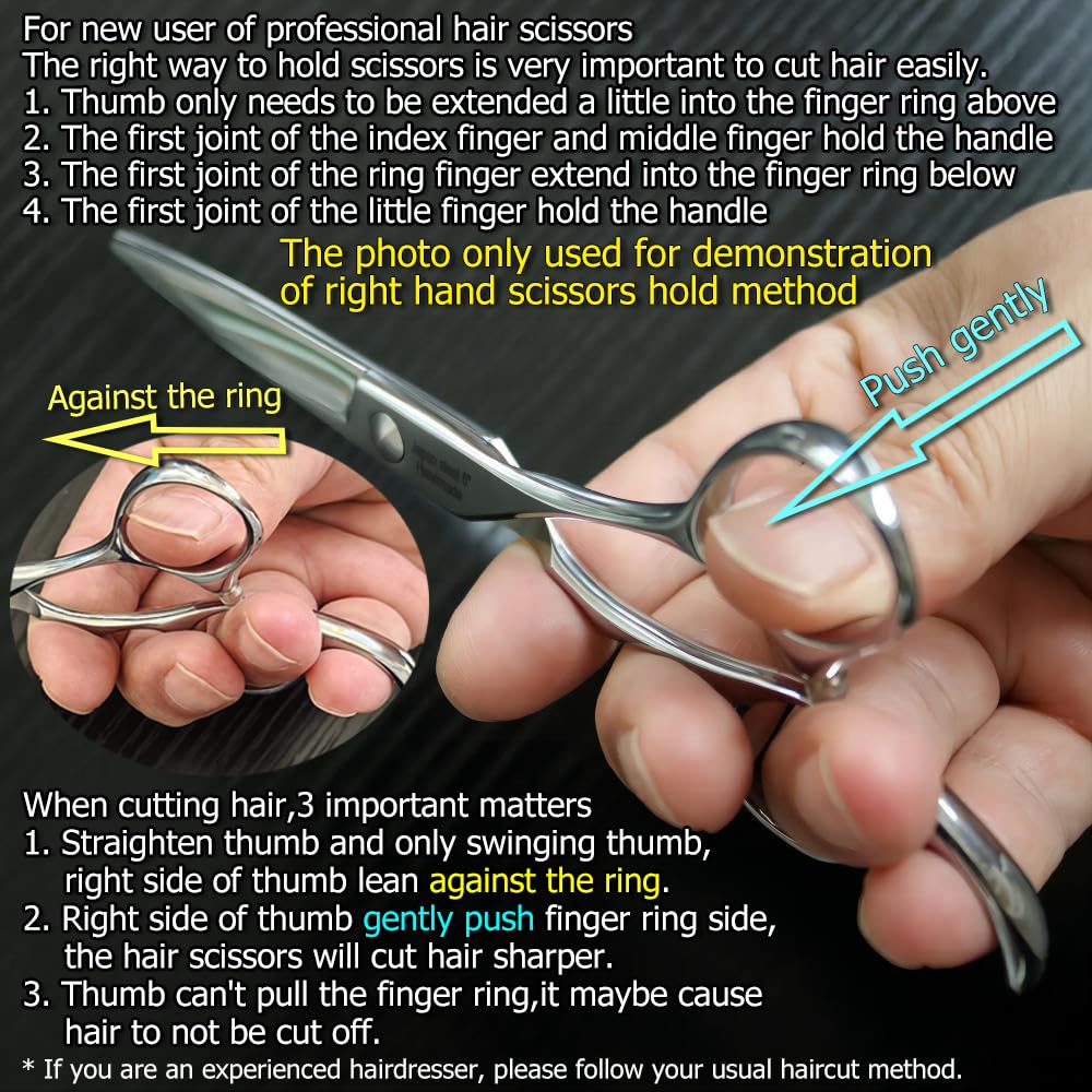 5.5" Barber Hair scissors Professional Hair Cutting Shears 440C Hair Cutting Scissors Shears Haircut Scissors Silvery Convex Blades KINSARO for Hairdresser Barber or Home Use