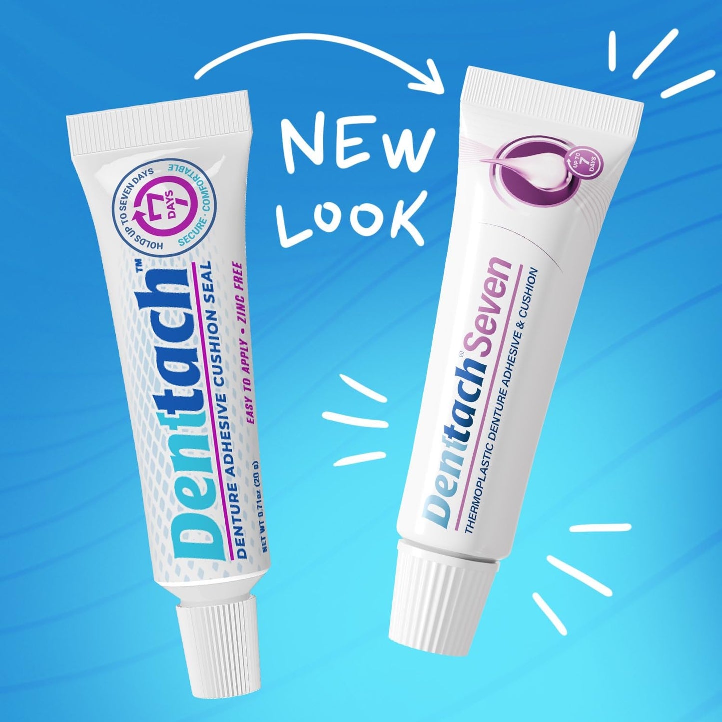 Denttach Seven Denture Adhesive, Thermoplastic Denture Adhesive, Cushion, Reliner for Upper and Lower Dentures, Comfortable, Secure Denture Grip for Up to 7 Days, Non Glue, Zinc Free
