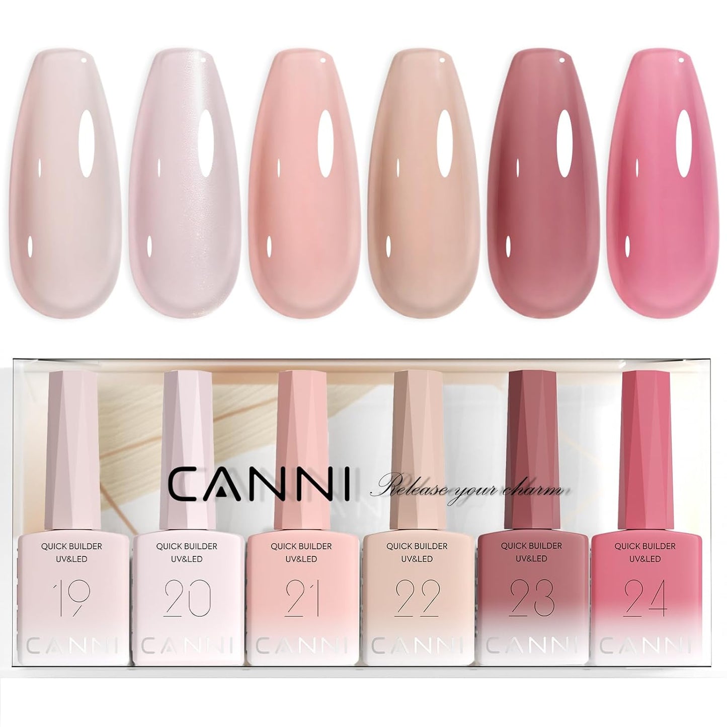 Jelly Nude Pink Gel Nail Polish Set - 6 Pcs Soak Off LED Gel Manicure Kit