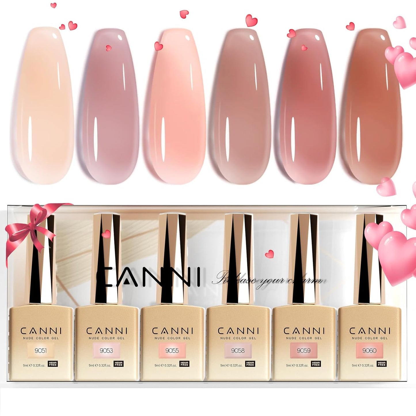 Jelly Nude Pink Gel Nail Polish Set - 6 Pcs Soak Off LED Gel Manicure Kit