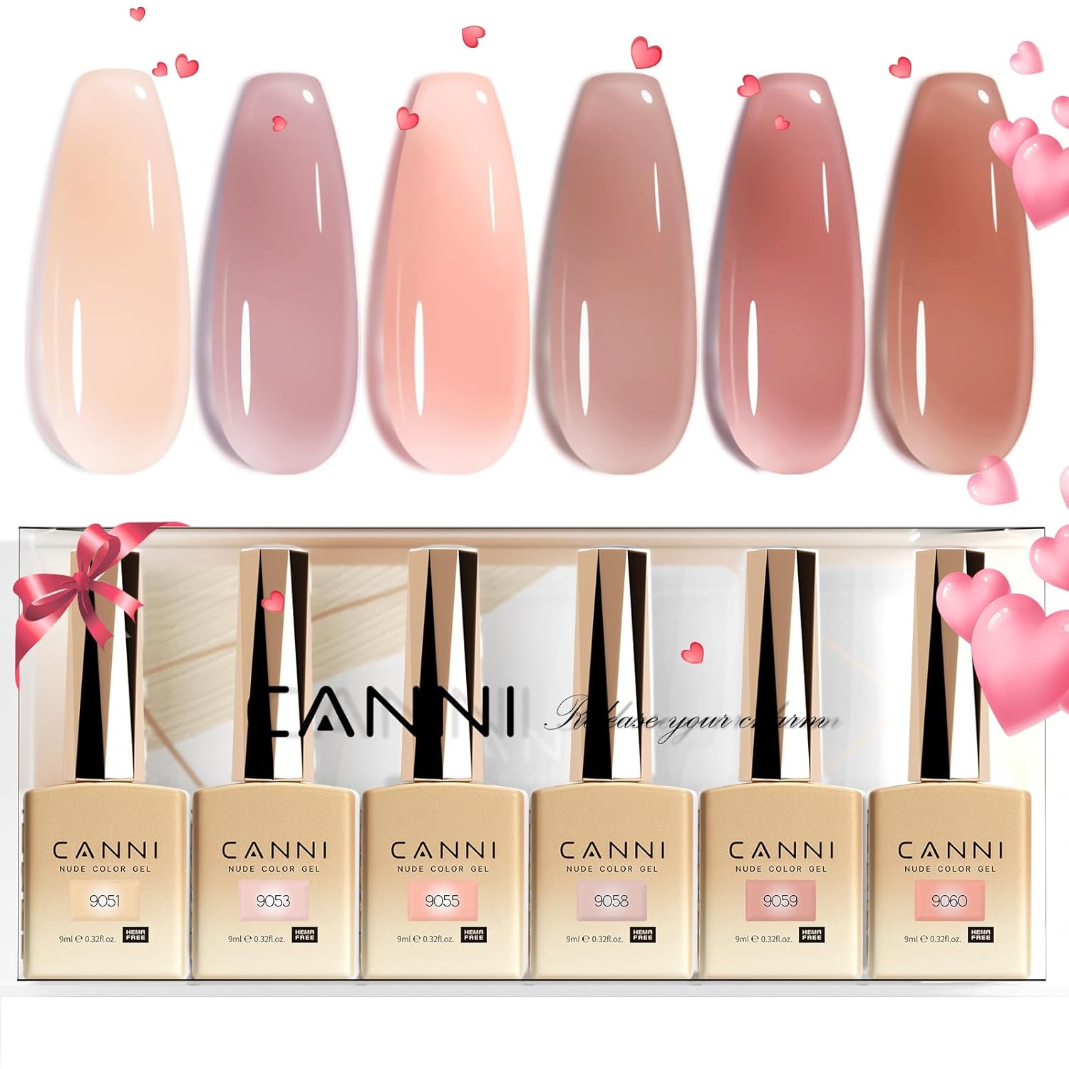 Jelly Nude Pink Gel Nail Polish Set - 6 Pcs Soak Off LED Gel Manicure Kit