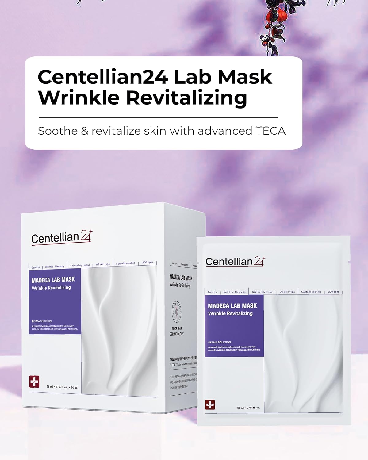 Madeca Mask 24 Pack - Wrinkle Revitalizing Face Sheet Masks with Centella Asiatica & Niacinamide for Skin Elasticity & Instant Lift