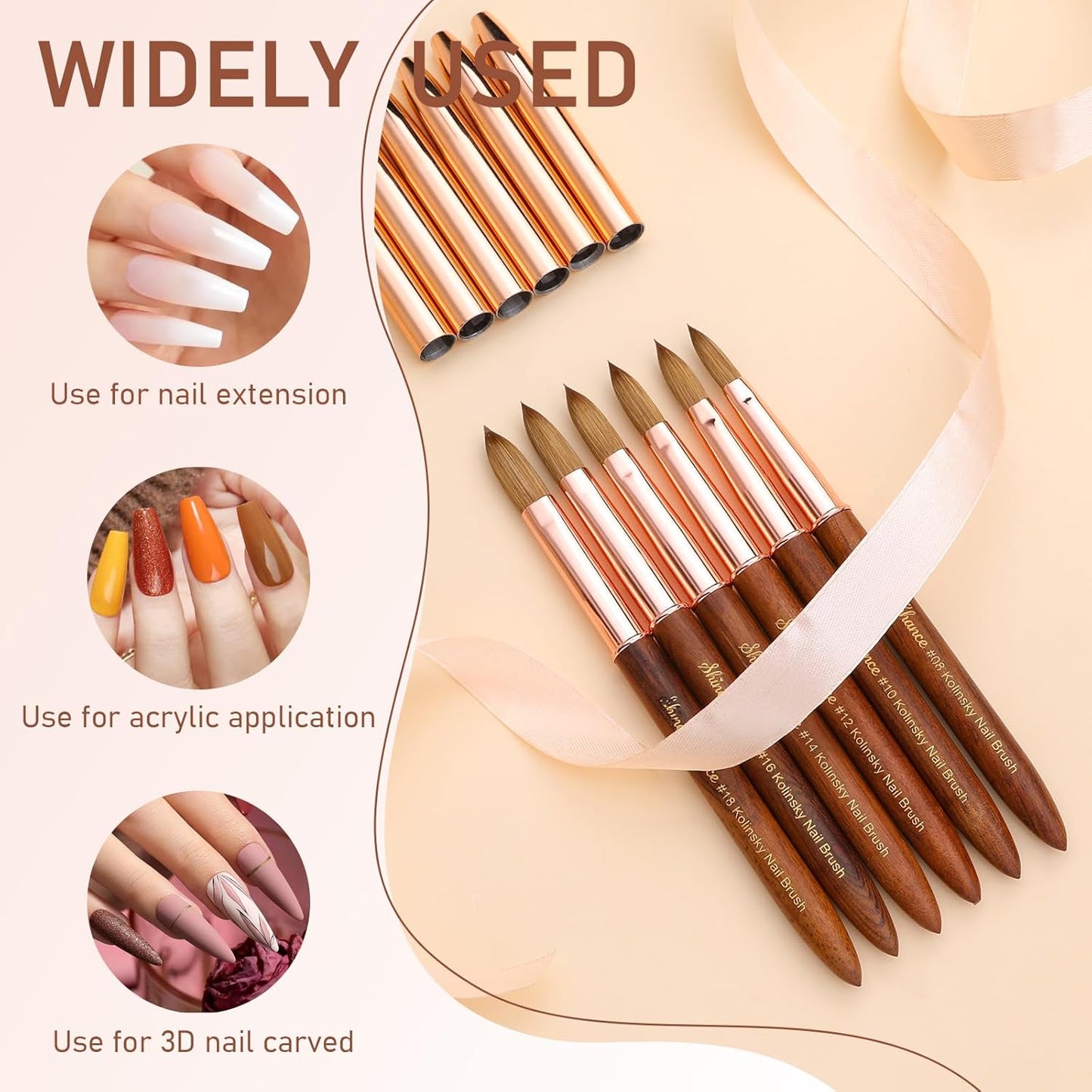 Professional Acrylic Nail Art Brush - Size 16 Kolinsky Hair Oval for DIY Salon