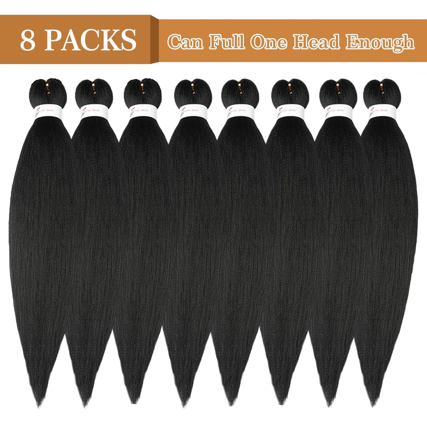 8 Packs 20-Inch Ombre Pre-Stretched Braiding Hair - Soft Yaki Texture Extensions