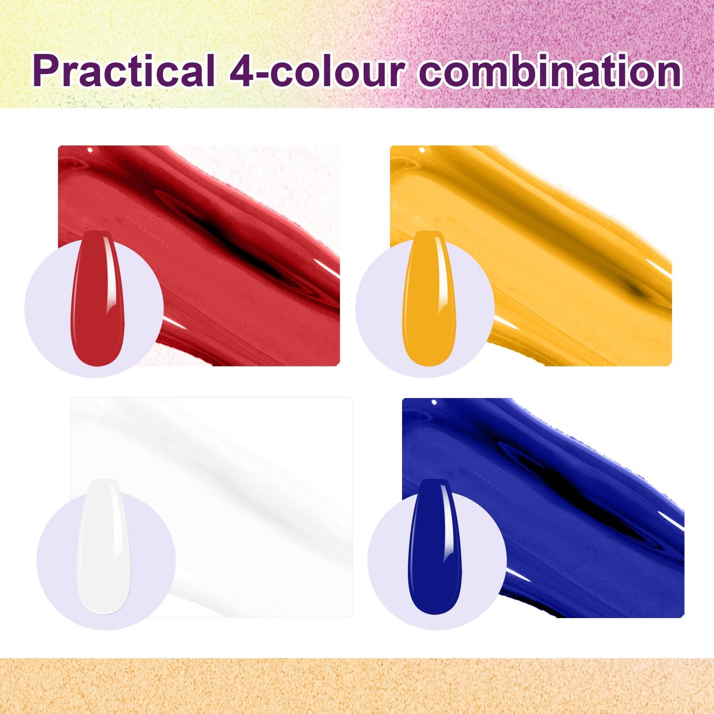 U-Shinein Gradient Painting Gel, 4 Colors Ombre Gel Nail Polish for Ombre Nails Aura Nails French Manicure Blush Nail Art Long-lasting Soak Off UV DIY Nail Art Palette Primary Colors