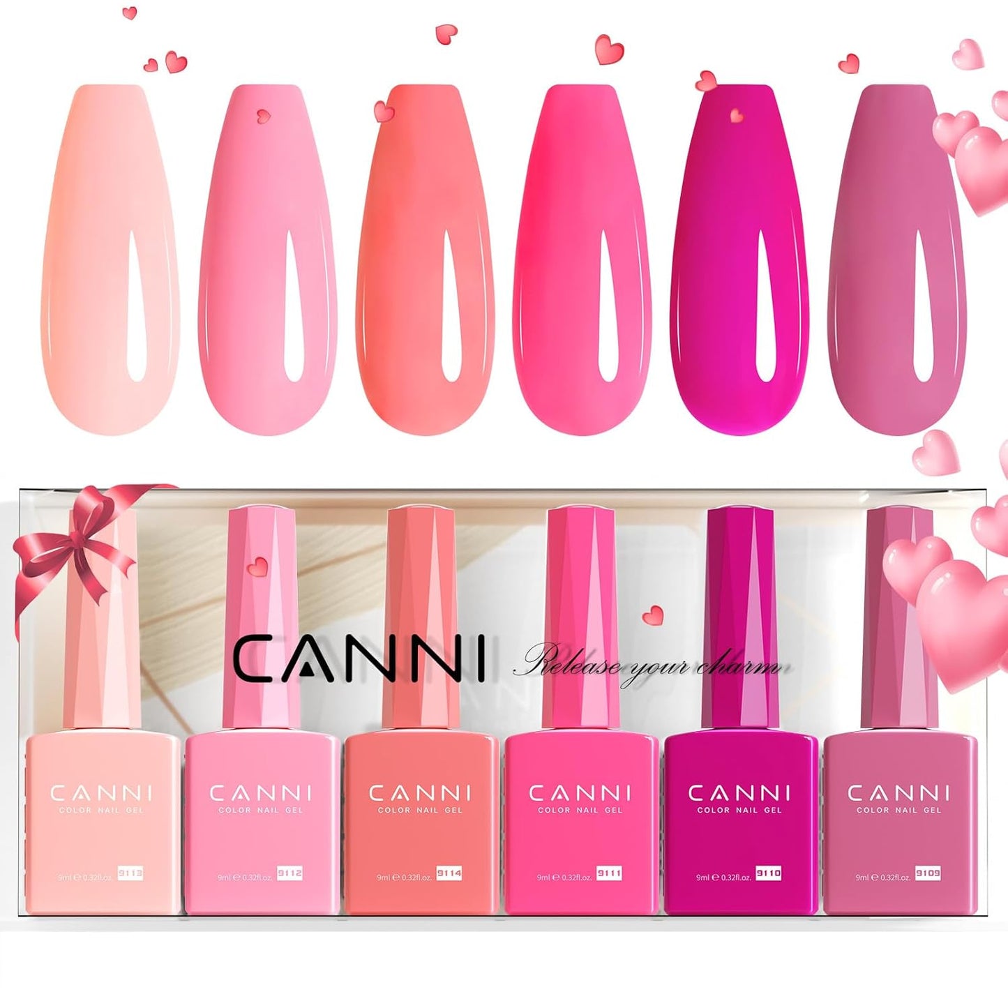 Jelly Nude Pink Gel Nail Polish Set - 6 Pcs Soak Off LED Gel Manicure Kit