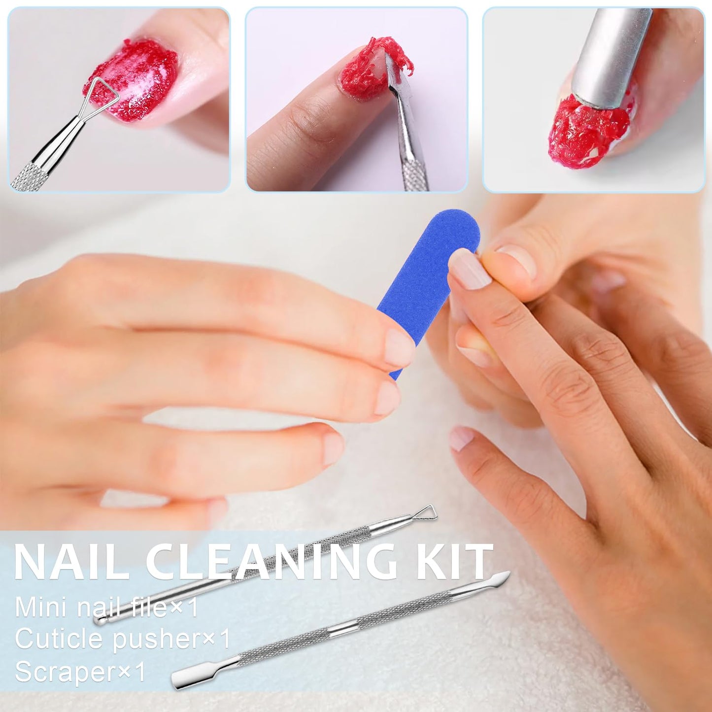 Quick Remover for Gel Nail Polish, Magic Gel Remover Easily Remove Polish in 3min, No Soaking or Wrapping, Professional Nail Remover 15ml (2PCS Remover)