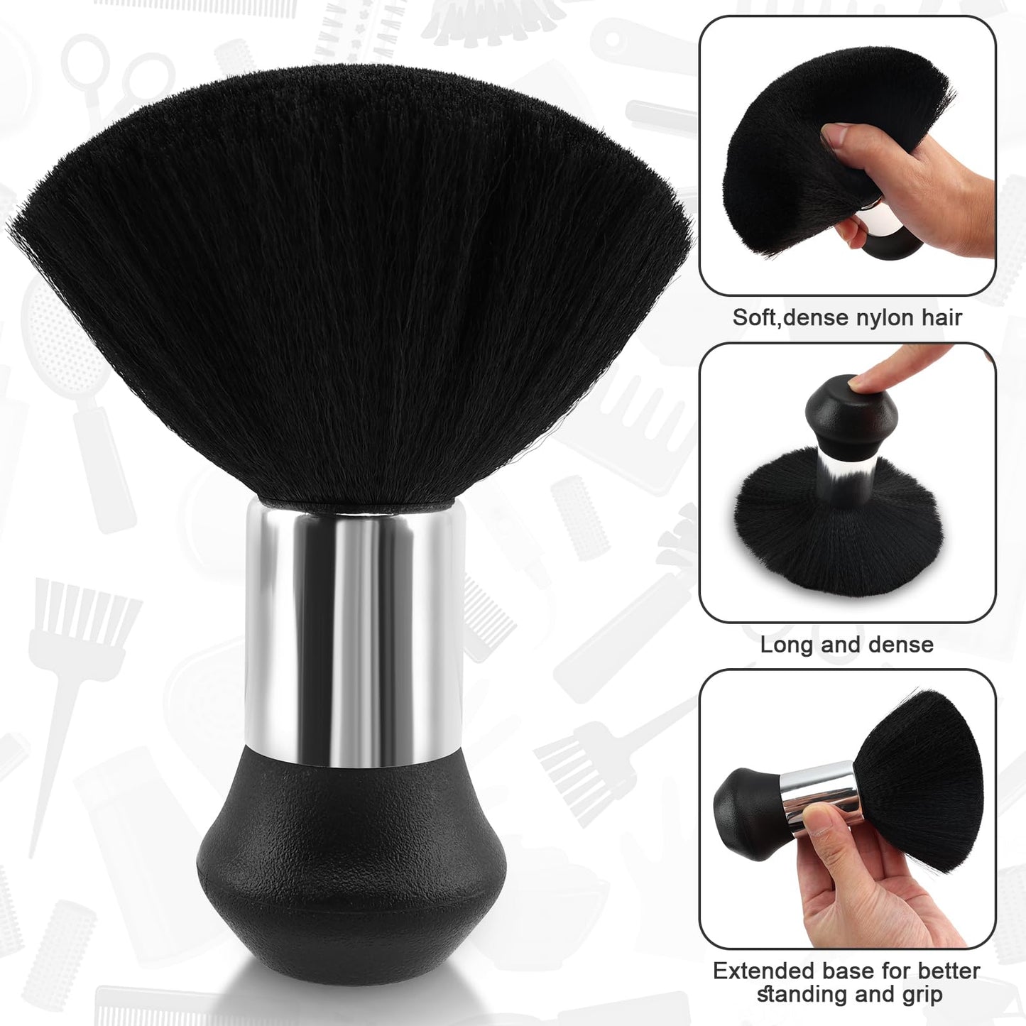 NICEMOVIC Hair Cutting Barber Cape for Men Women Kids with Neck Duster Brush and Barber Brush, Professional Barber Accessories Cleaning Supplies for Salon Haircut Styling (Black Stripe)