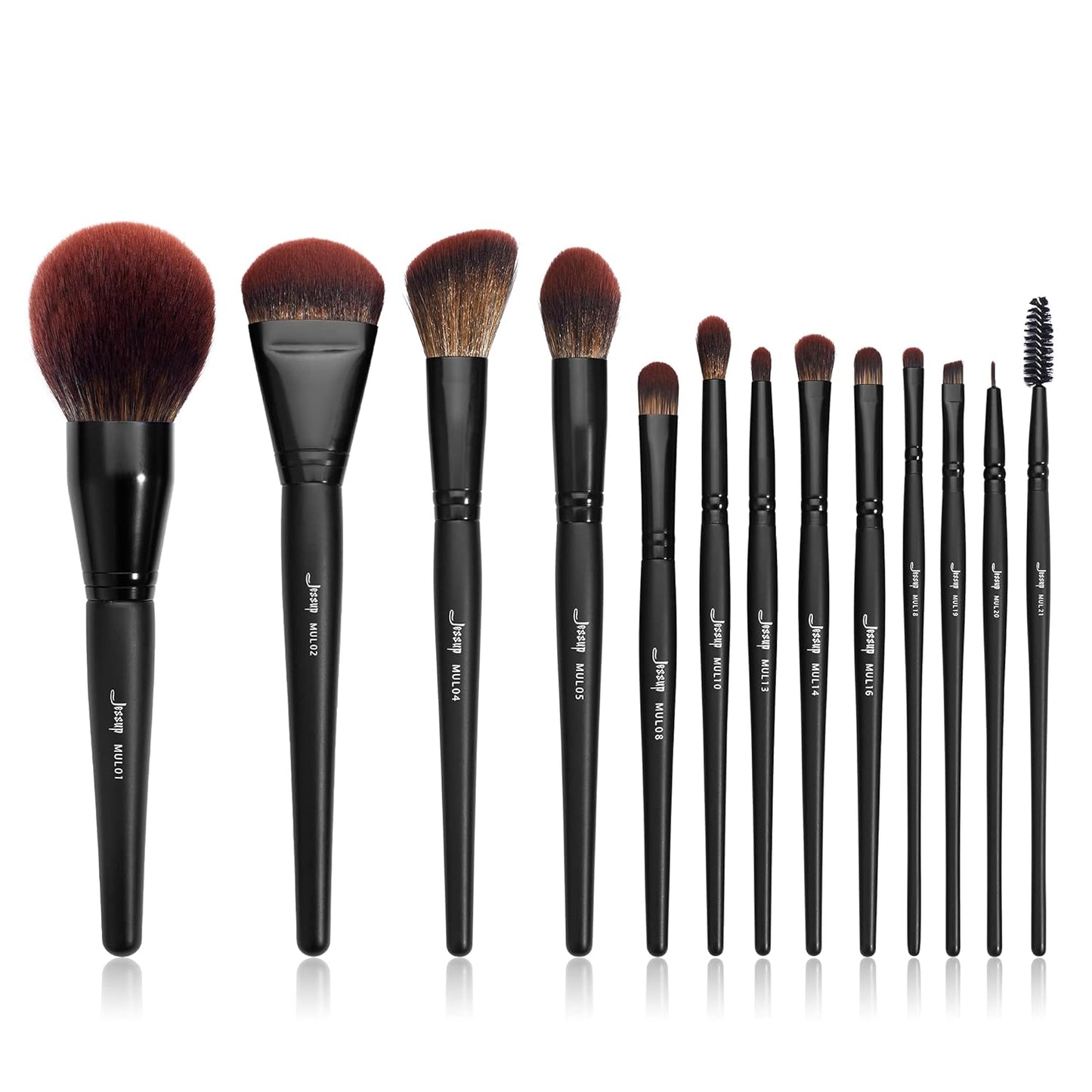 Vegan Makeup Brush Set - 16pcs Premium Synthetic Eye Brushes for Blending, Eyeliner & Concealer