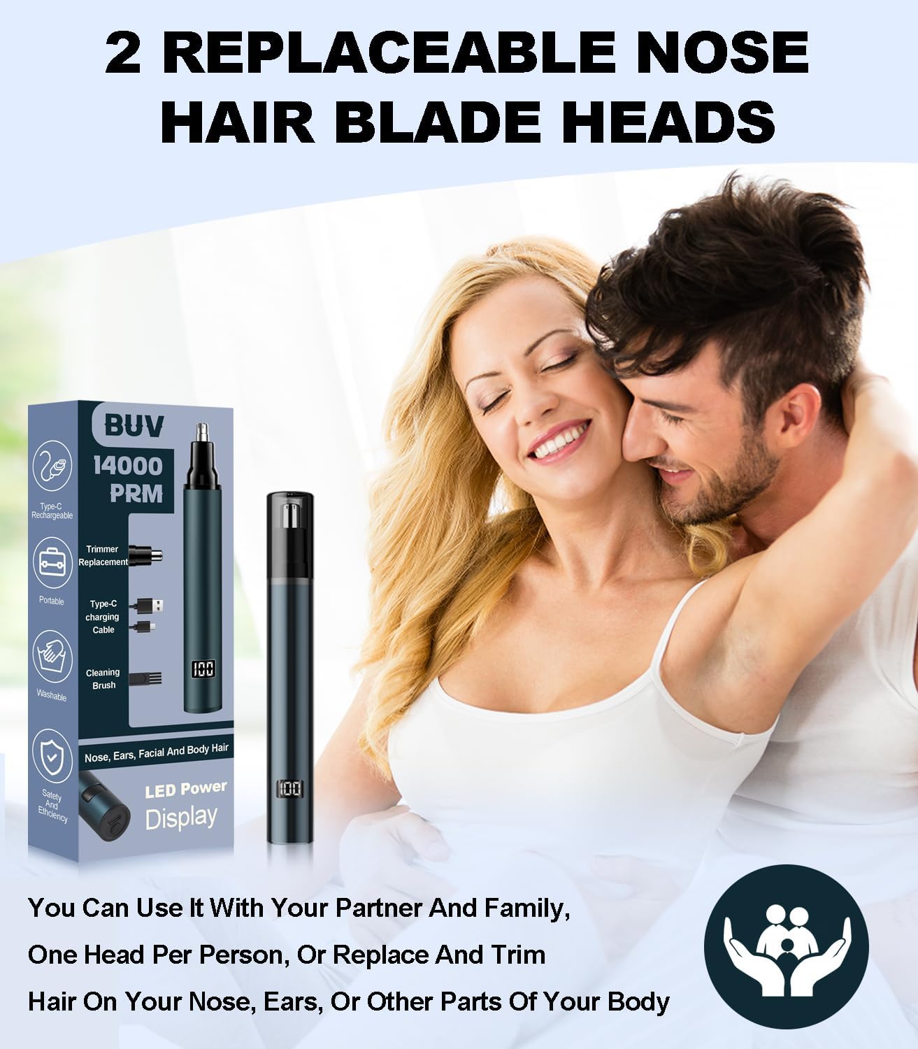 Professional USB Rechargeable Nose Hair Trimmer for Men - Painless, Waterproof, 14,000 RPM