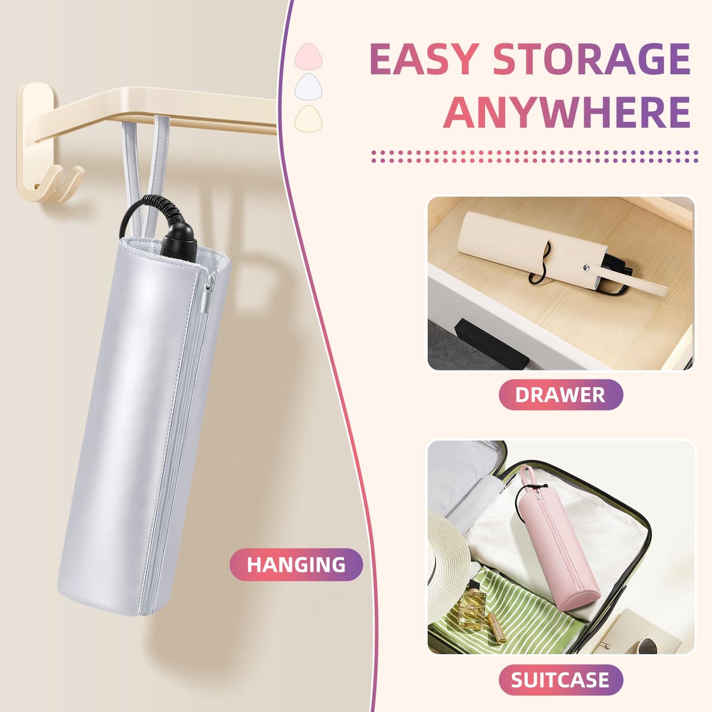 Aenfaiy 2-in-1 Heat Resistant Mat & Bag for Hair Styling Tools, Hanging Curling Iron Holder Flat Iron Holder with Zip, Portable Hot Hair Tools Travel Bag, Hair Straightener Mat Pouch for Countertop