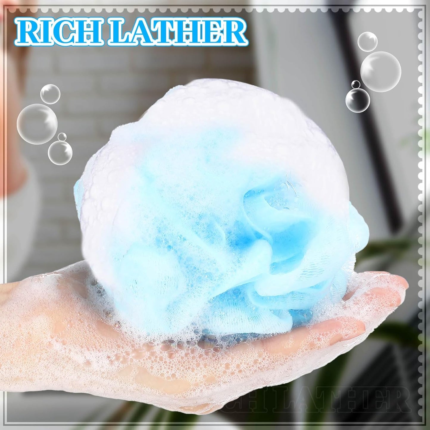 Travel Size Loofah Set - 12 Individually Wrapped Mini Bath Sponges with Case (Black, 25g)