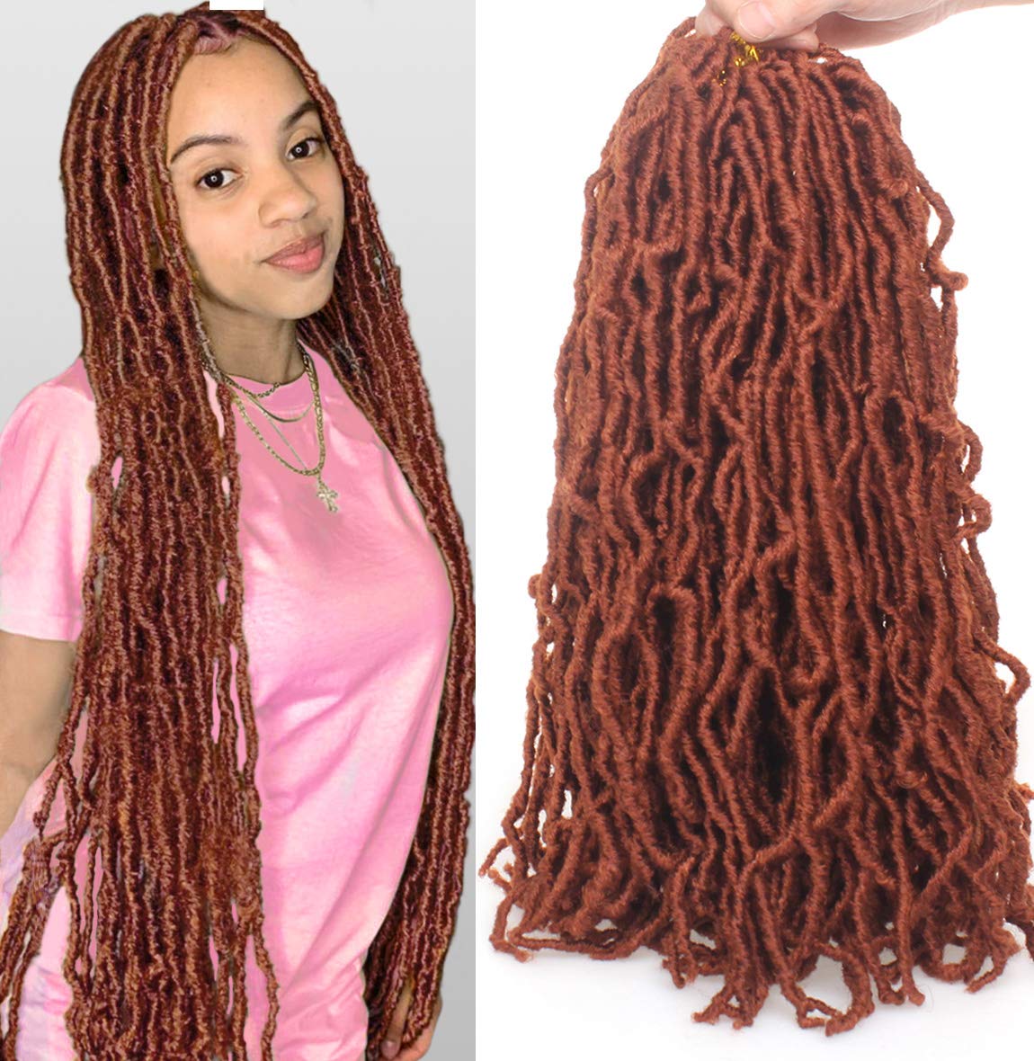 Faux Locs Crochet Hair - 18 Inch Pre-Looped 7 Packs Soft Natural Black Goddess Locs for Women