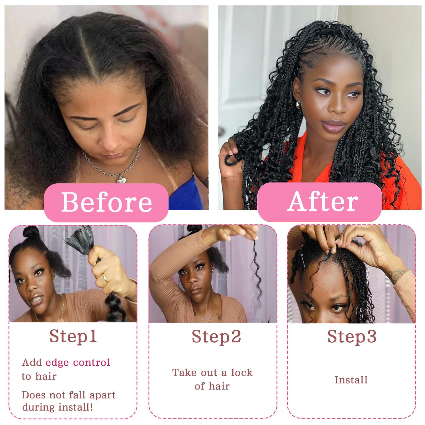 AKONSOUL 22 Inch Human Braiding Hair for Boho Braids Deep Wave Bulk Human Hair 100% Unprocessed Brazilian Virgin Hair for Braiding Bohemian No Weft 3 Bundles 110g Natural Color