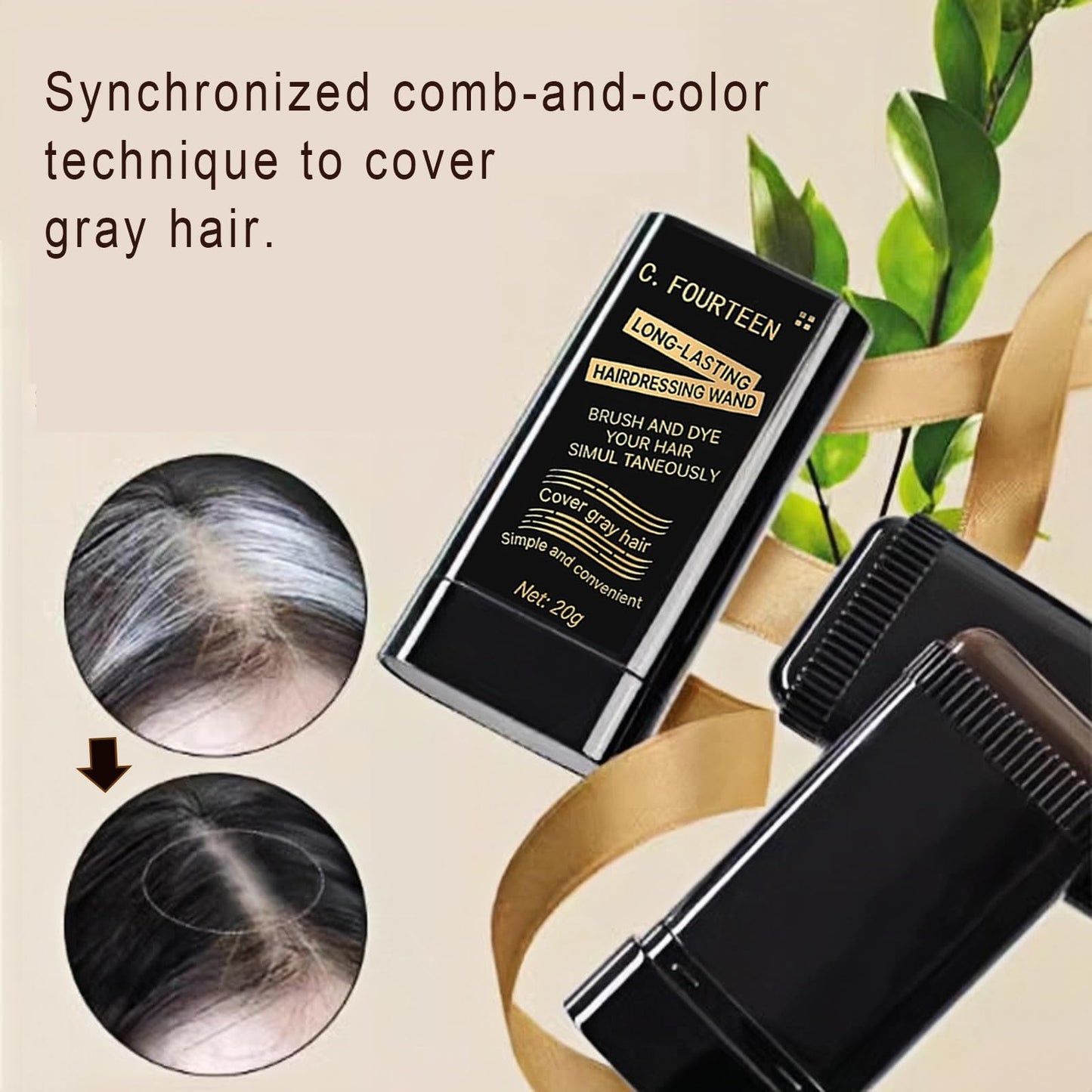 Safe and Convenient Comb Hair Dye, Portable Hair Color Comb for Gray Hair Coverage, Waterproof and Sweat-Proof Hair Concealer Stick, 2 in 1 Instant Dye, for Women & Men (Brownish Black, 02)