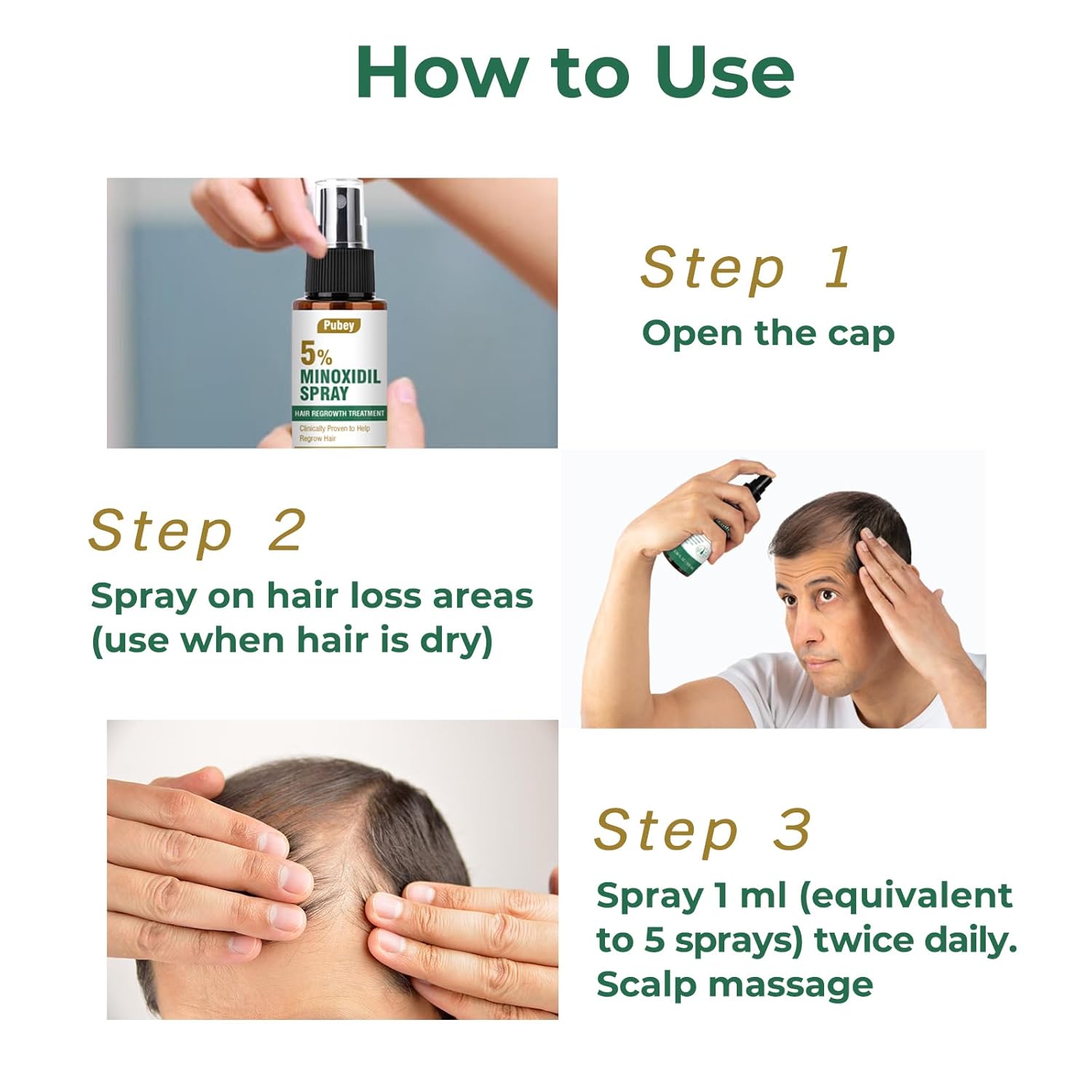 5% Minoxidil Hair Growth Spray for Men & Women - Beard & Scalp Regrowth Serum, 3.38 Fl Oz