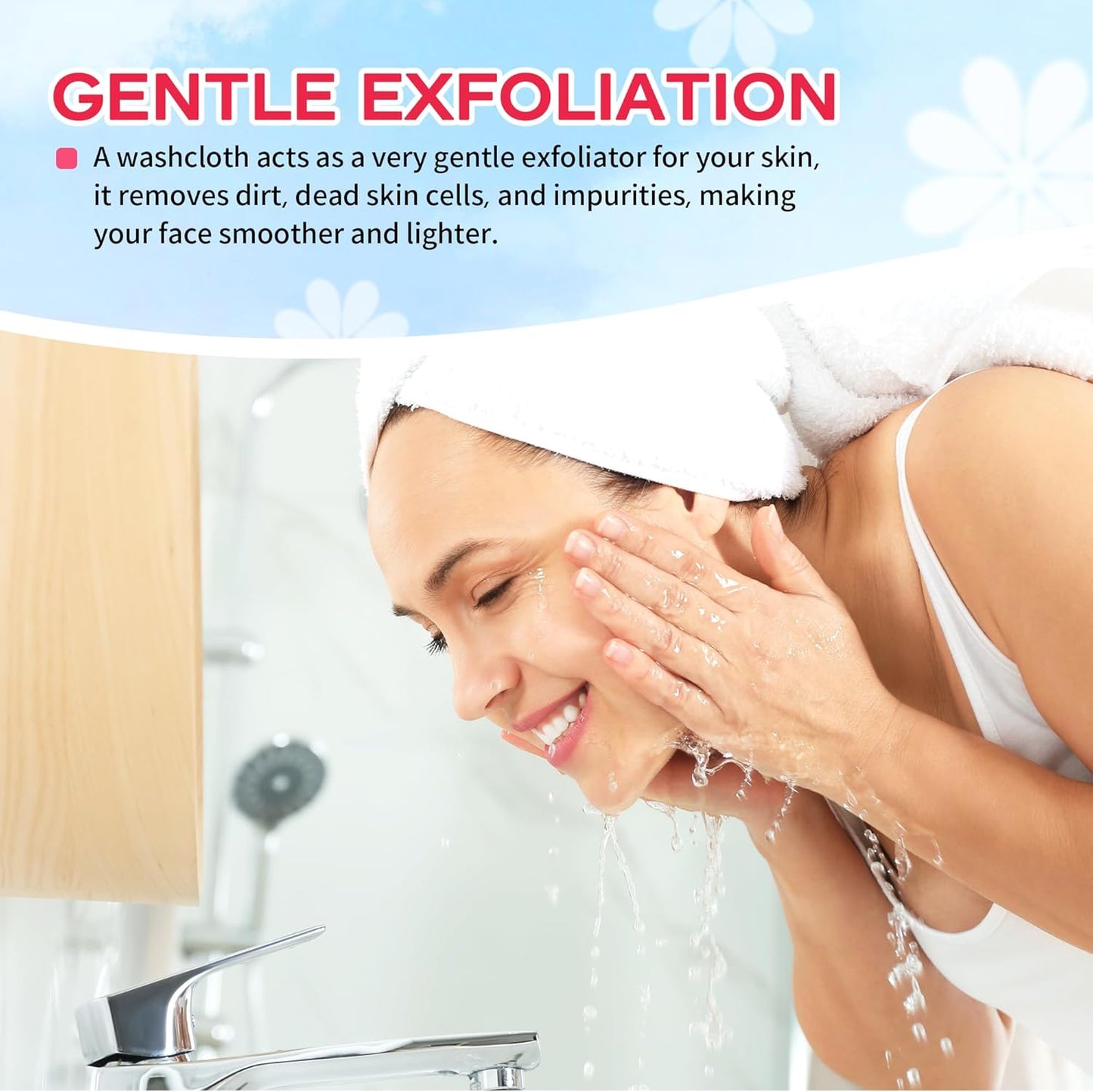 Microfiber Washcloths 50 Pack - Soft, Lint-Free Quick-Dry Face Towels for Gym, Bathroom & Kitchen