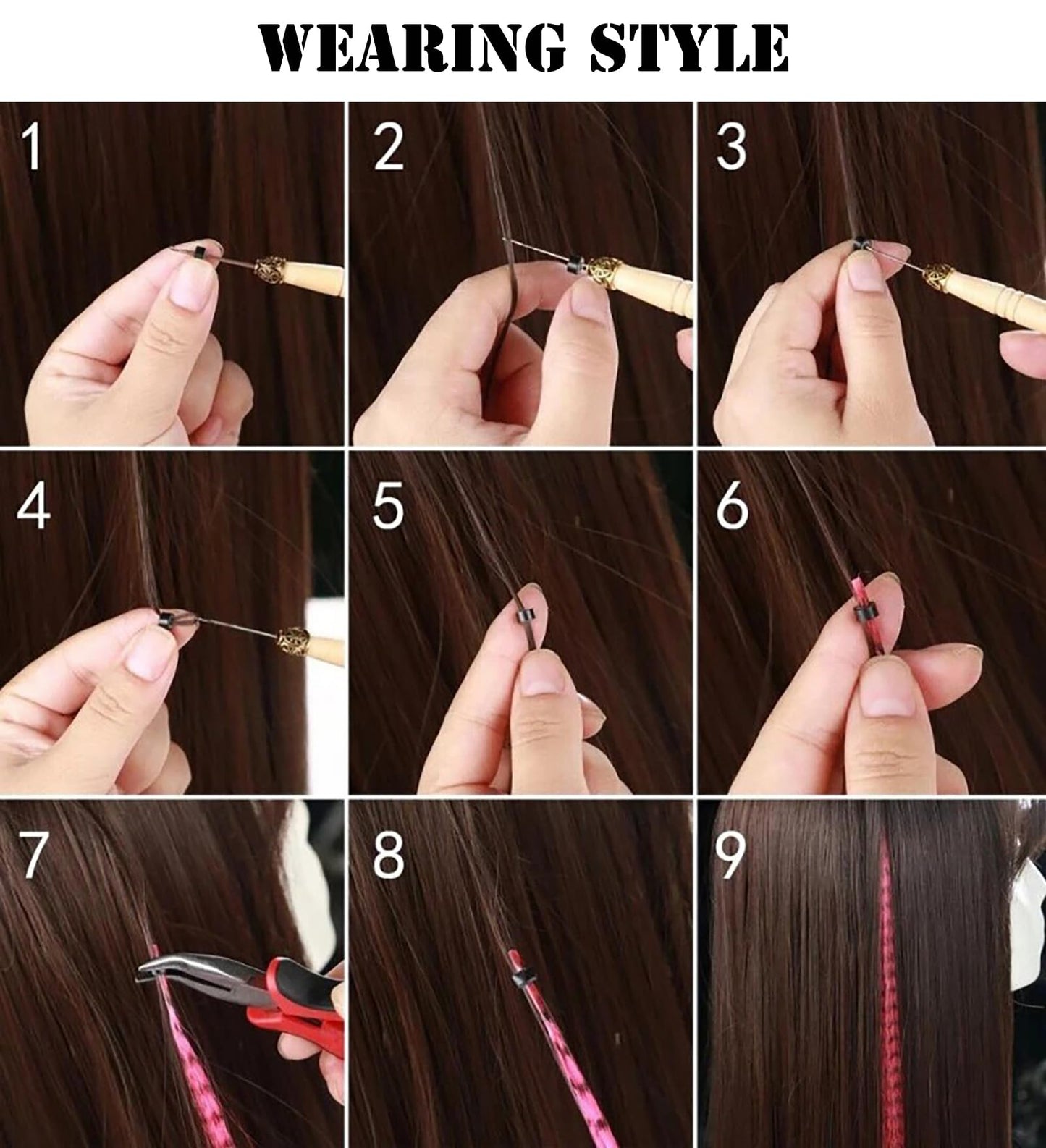 Feather Hair Extensions Kit Feathers for Hair Strand Hair Extensions Clip in Extensions Colorful Hair Strands Hair Extensions for Women 50PCS