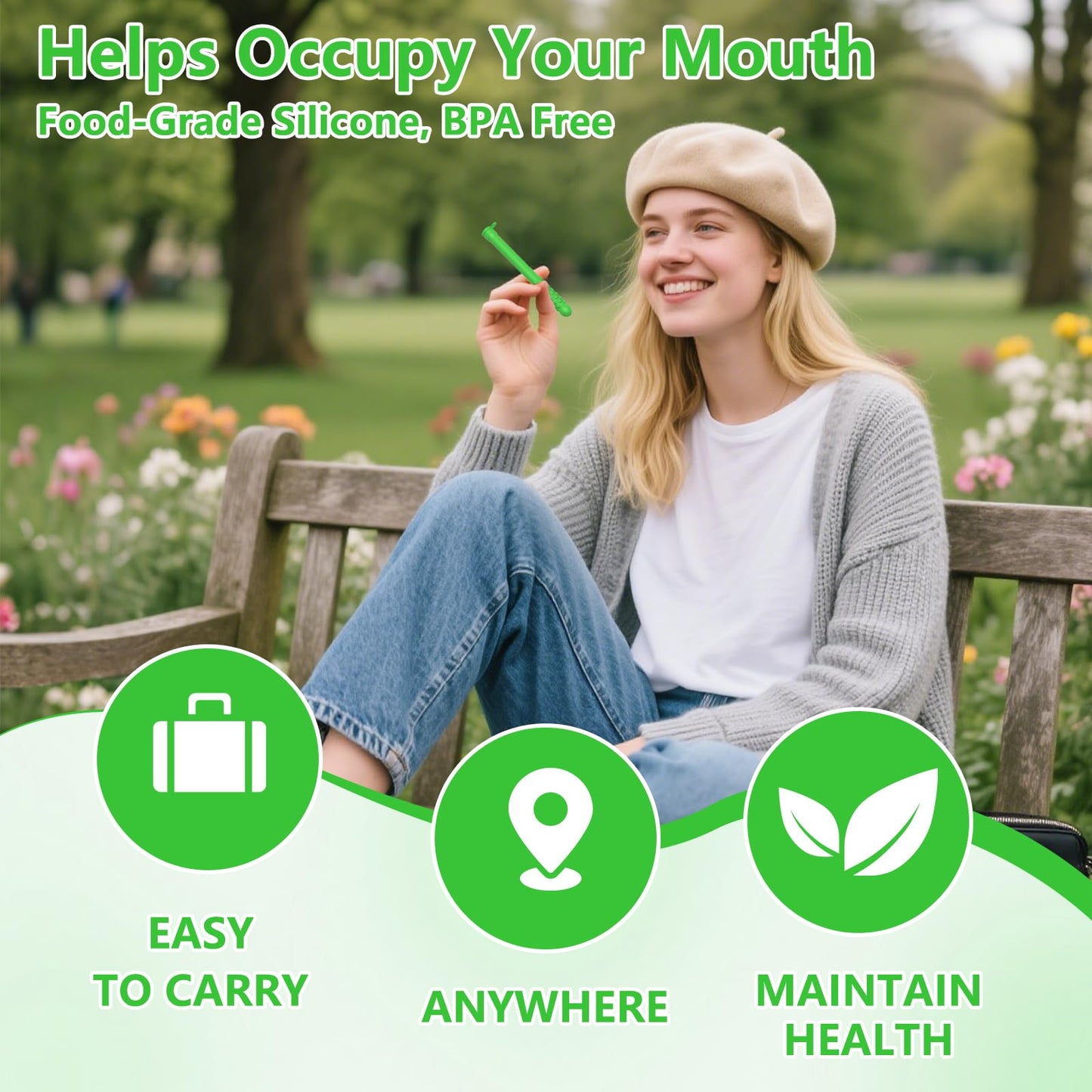 3PCS Chewable Essential Oil Breath Stick, Chewable Breather Stick for Fresh Breath, Portable Breath Freshener with 9 Replacement Cores, Chewable Essential Oil Breath Stick Travel-Friendly