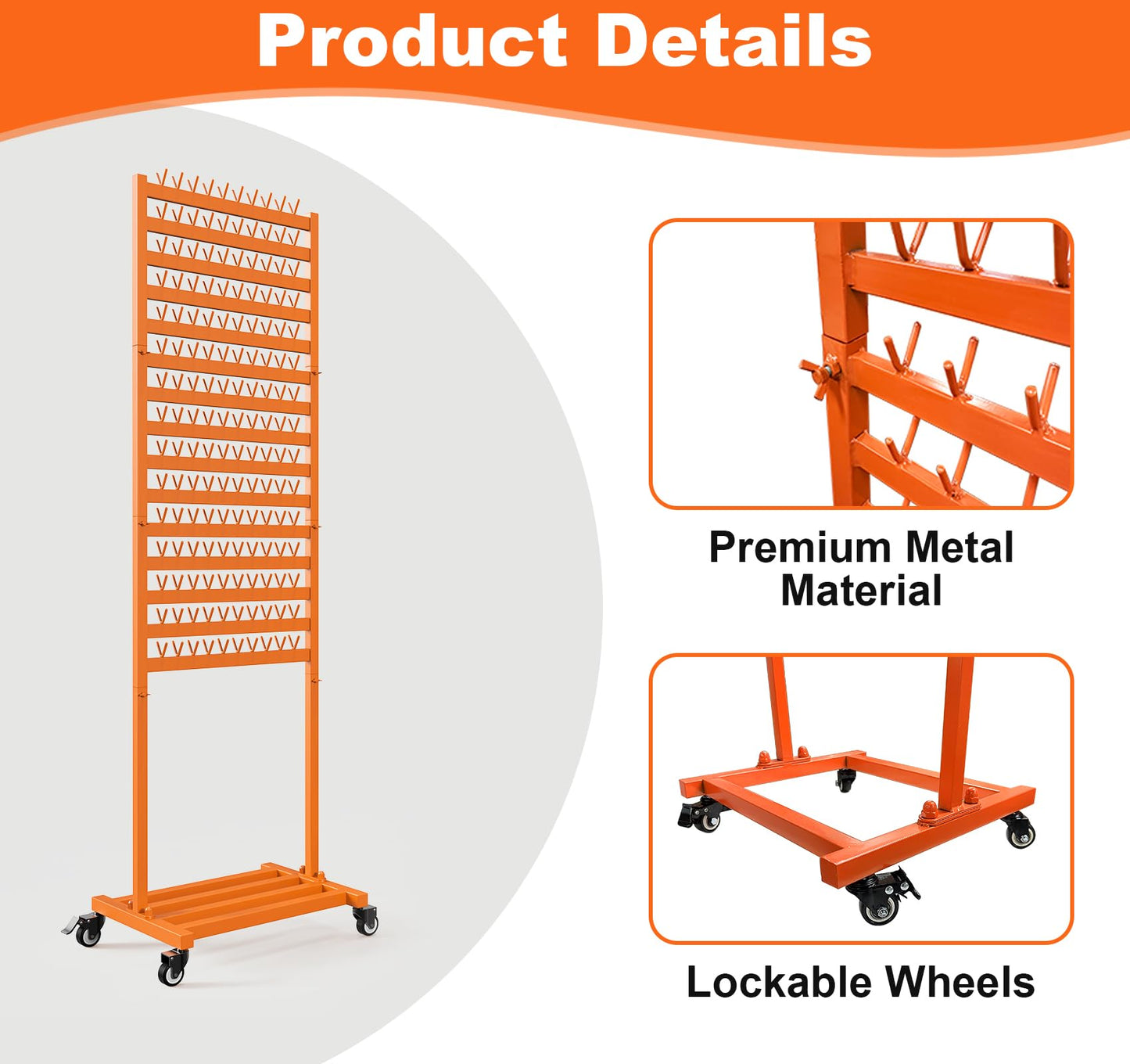 Suuiwau Adjustable Braiding Hair Rack 300 Pegs,2-Sided Metal Braiding Rack Stand with Wheels Hair Separator Braid Rack for Hair Stylist