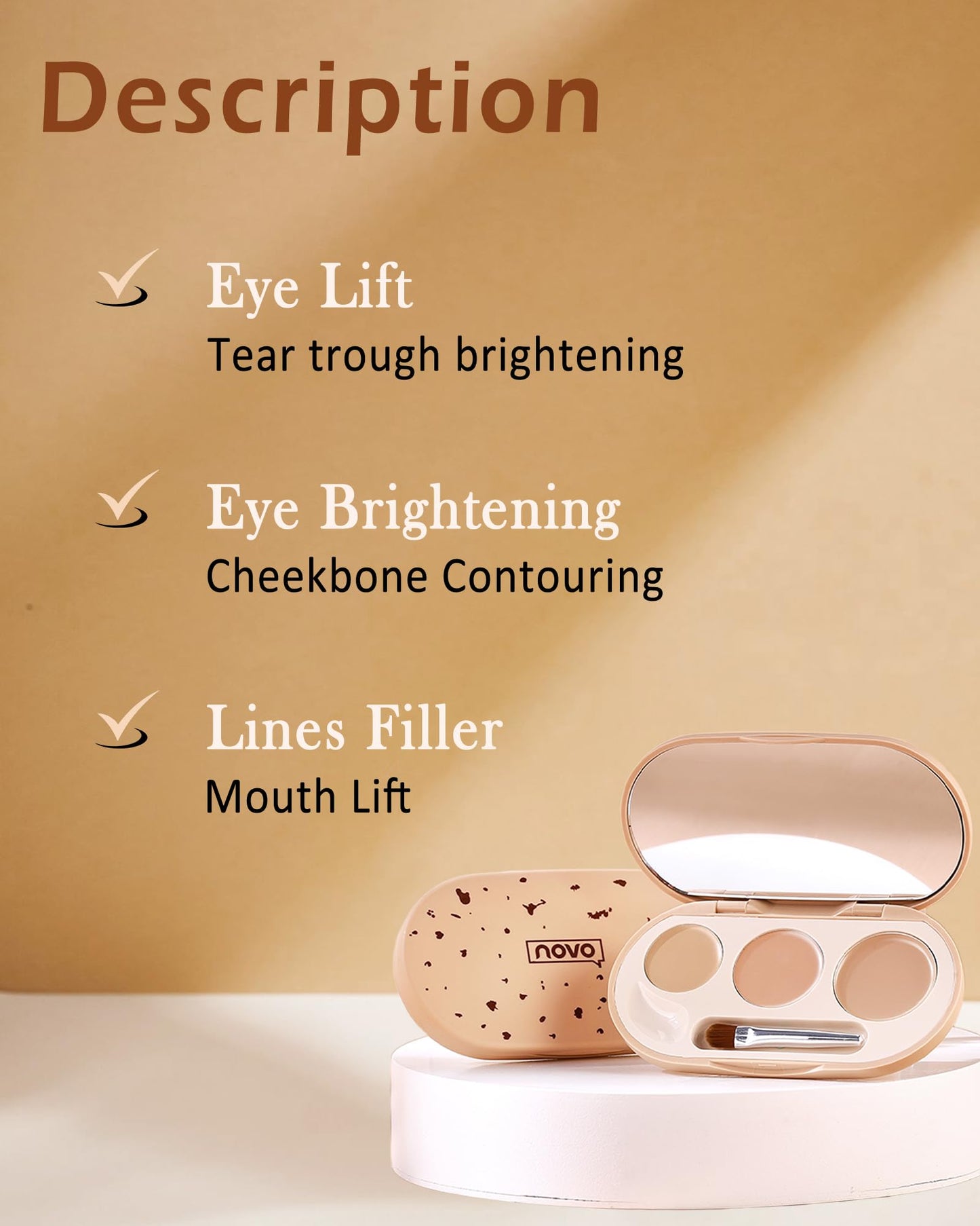 Concealer Full Coverage Set,3 In 1 Correcting Concealer Palette,Waterproof Longlasting Blendable Contour Cream Kit for Dark Circle,under Eye Brightene Foundation Makeup Palette,corrector de ojeras-01