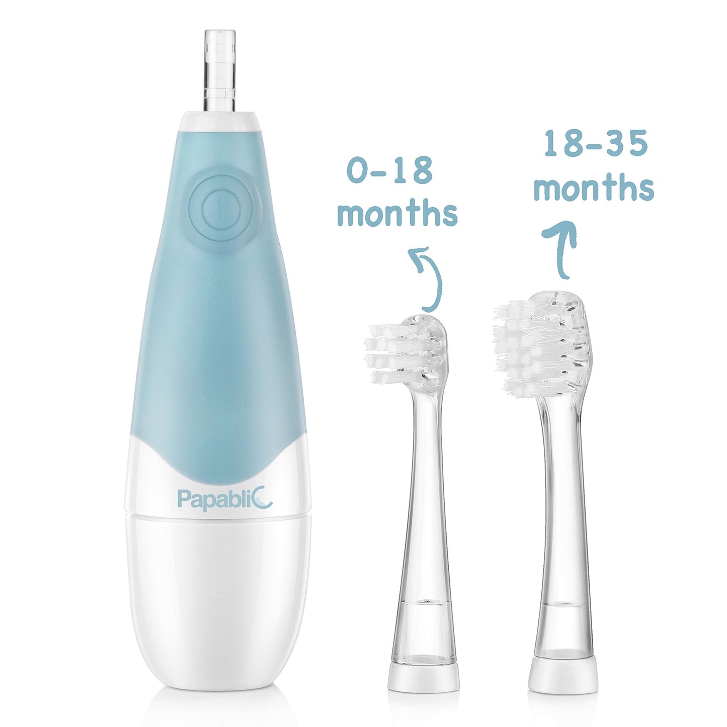 Papablic BabyHandy 2-Stage Baby Sonic Electric Toothbrush for Babies and Toddlers Ages 0-3 Years