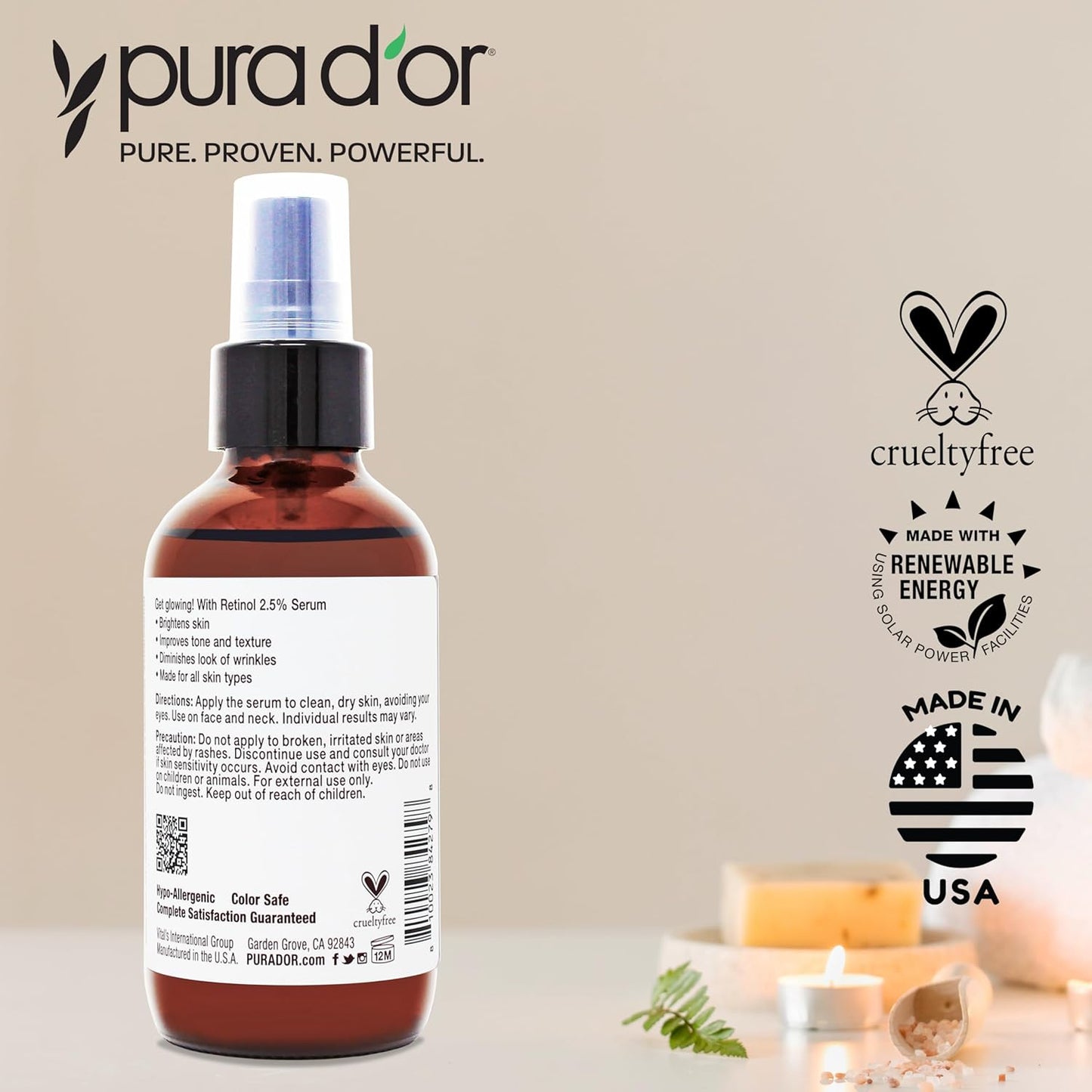 Retinol Serum 3.3 Oz - Anti-Aging Night Treatment for Radiant Skin - Natural Vitamin A & Collagen Booster