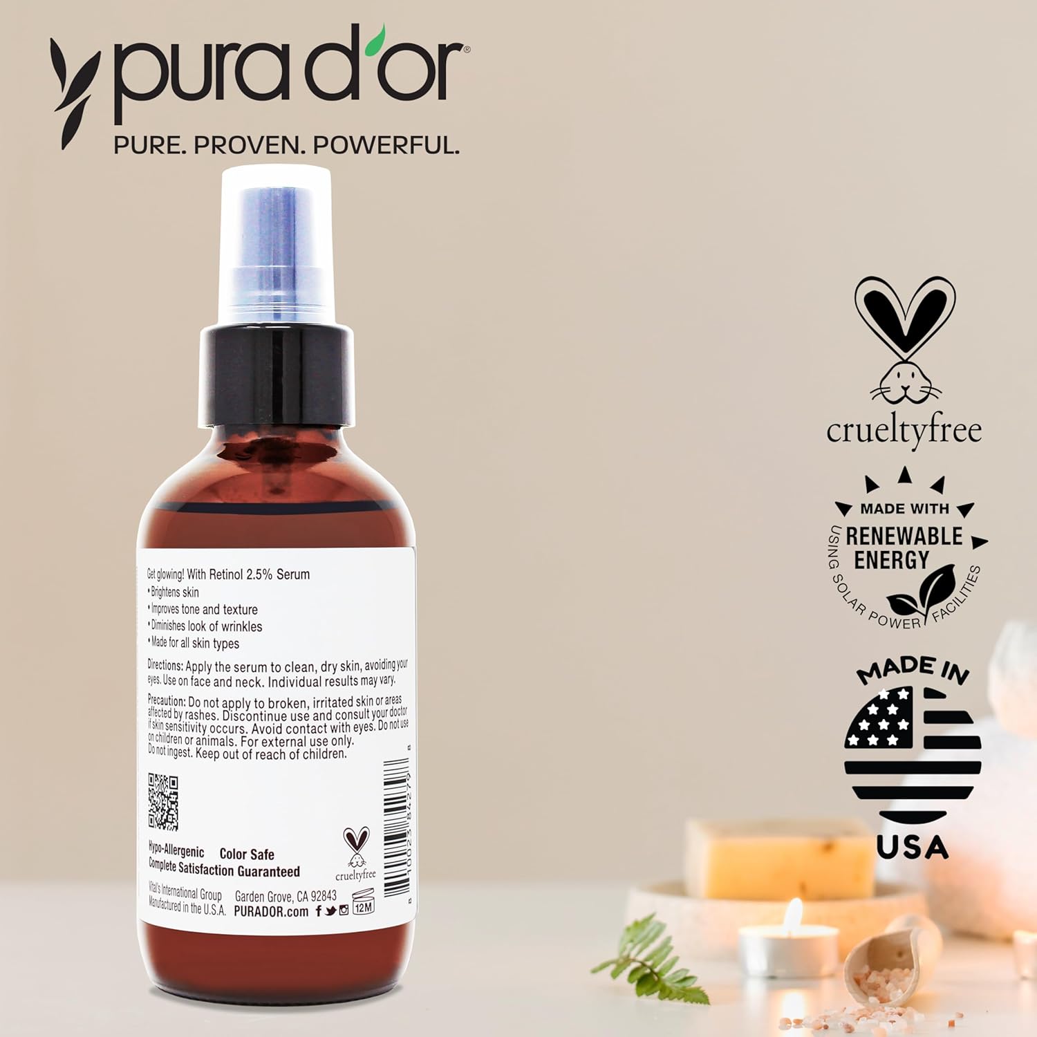 Retinol Serum 3.3 Oz - Anti-Aging Night Treatment for Radiant Skin - Natural Vitamin A & Collagen Booster