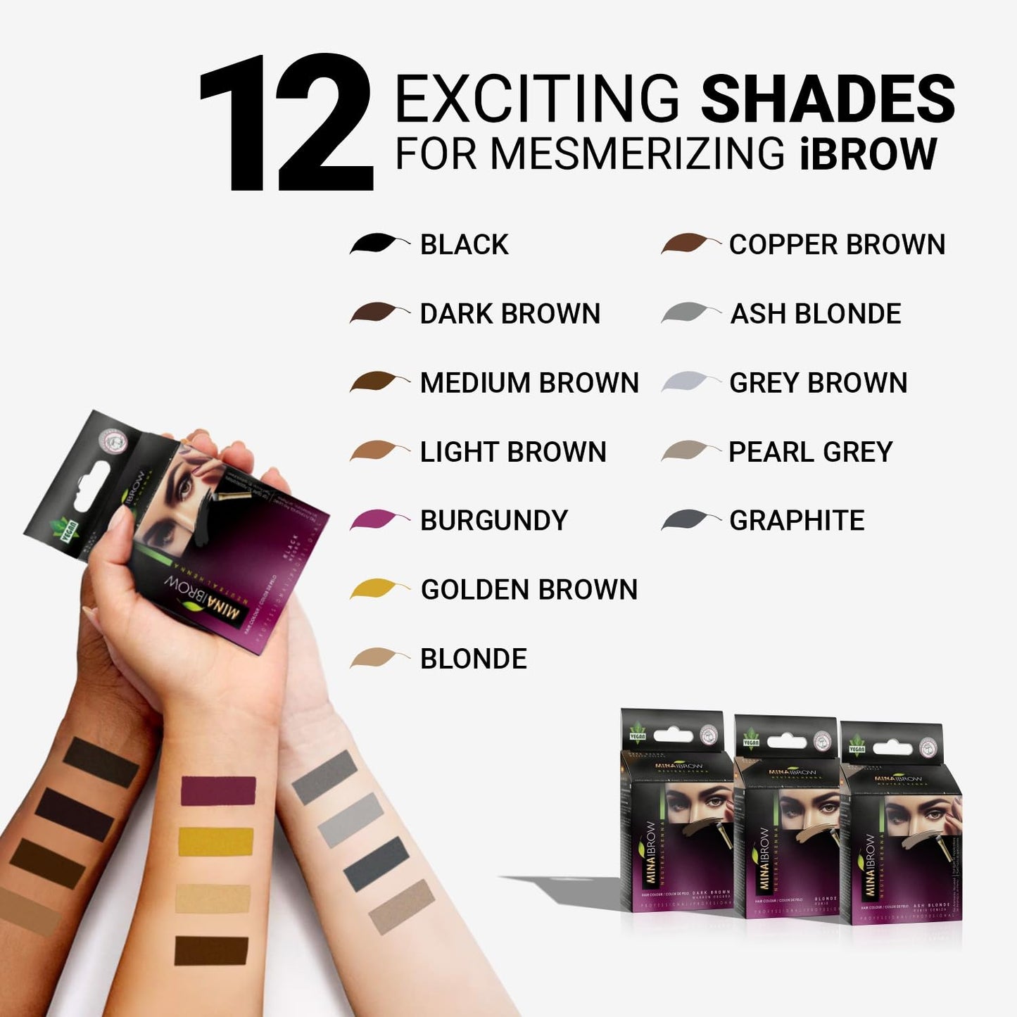 MinaiBrow Dark Brown Tint Kit | Natural Spot Coloring Brow Powder, Water & Smudge Proof Instant Brow Dye, 100% Gray Coverage, 30 Applications, Ammonia &, Vegan, Cruelty Free, Plant-Based