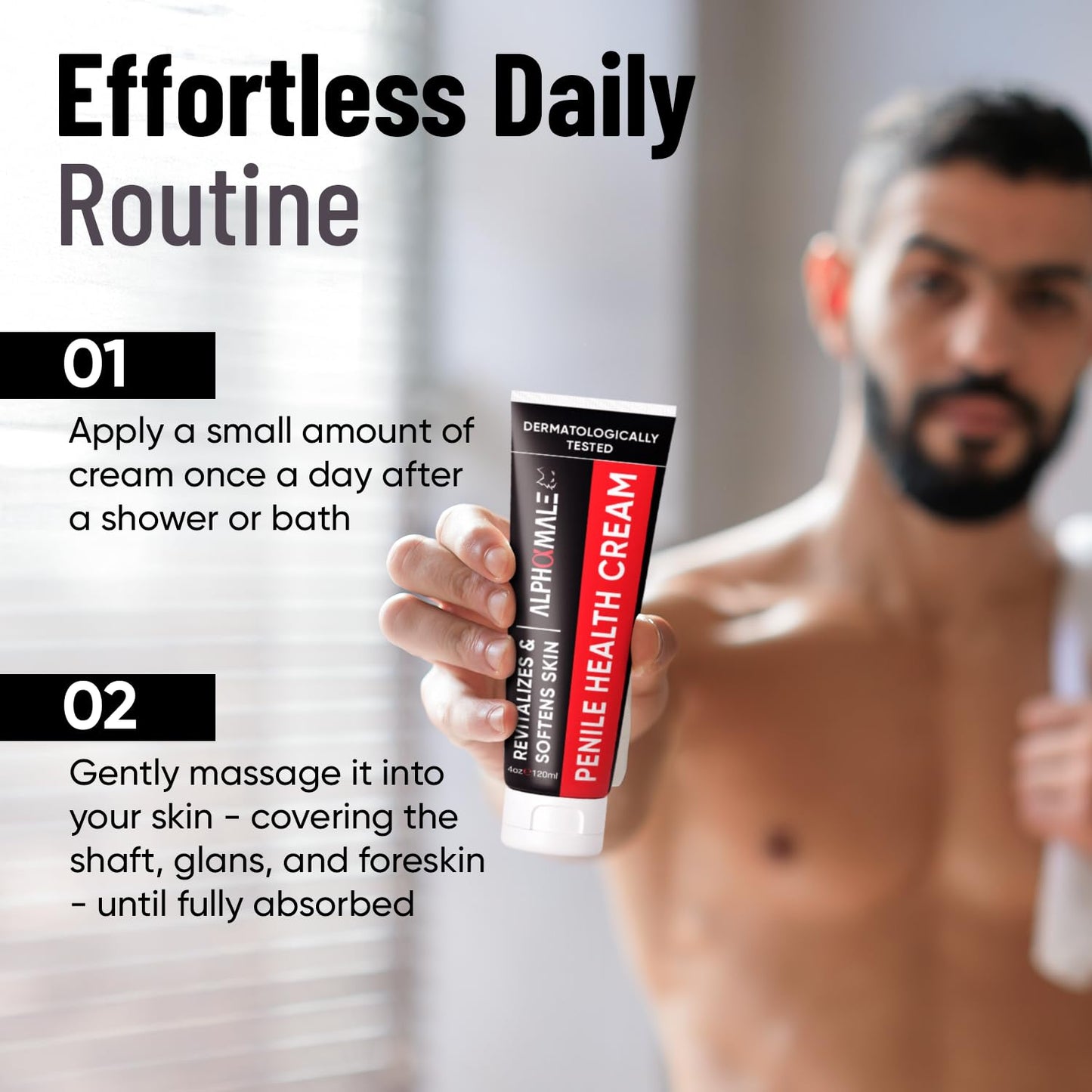 AlphaMale Premium Penile Health Cream for Men – Penile Cream Daily Moisturizer for Sensitive Skin - Foreskin Restoration - Hydrating Formula for Dryness & Irritation – Fragrance-Free – 4oz