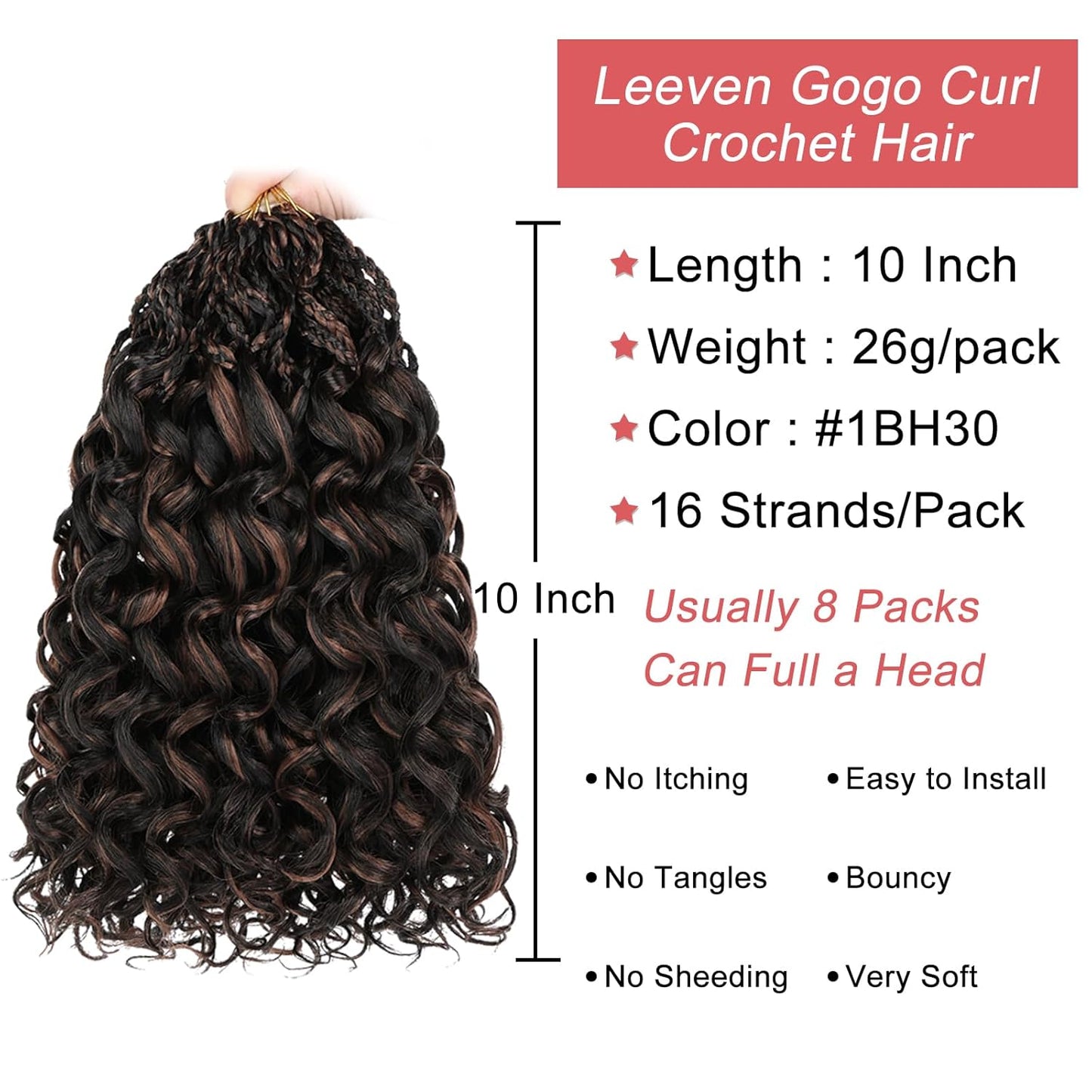 10 Inch Ombre Honey Blonde Gogo Curl Crochet Hair - 8 Packs Ocean Wave Short Curly Braids for Women & Kids