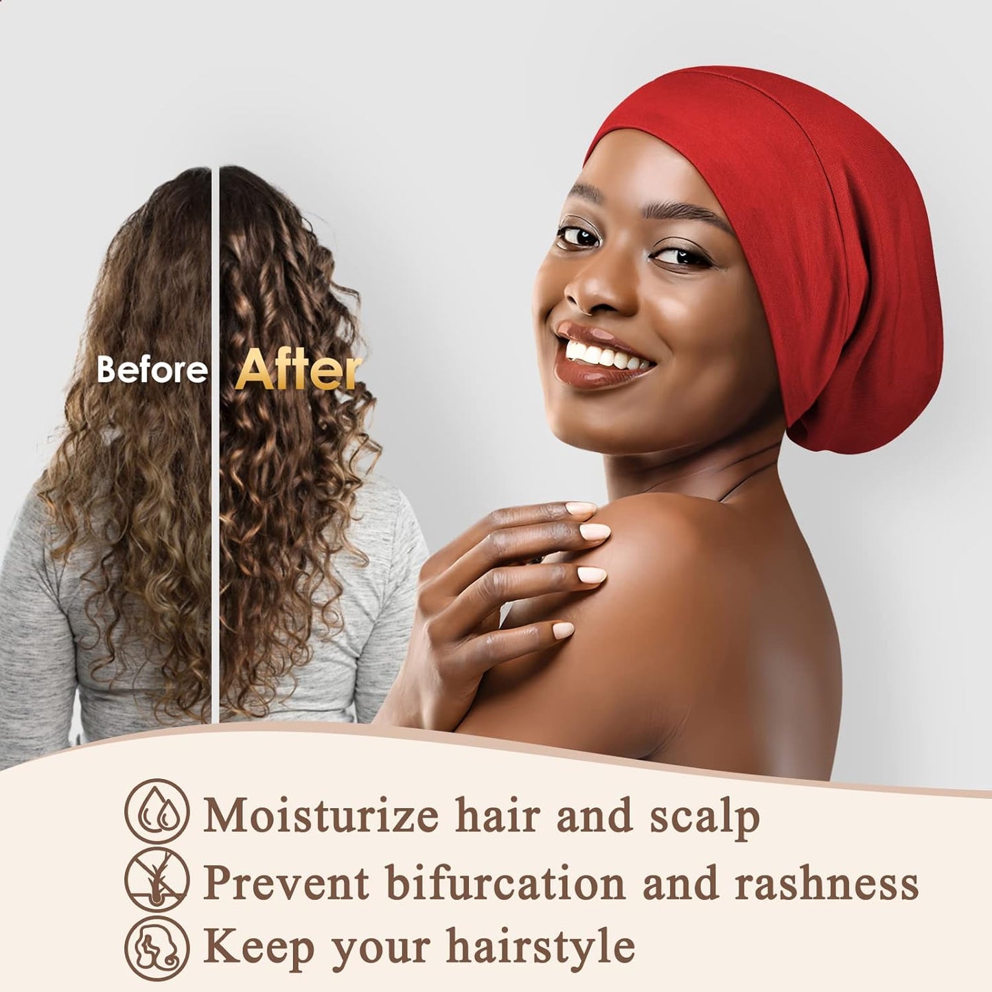100% Silk Dreadlock Cap & Bonnet for Sleeping - Extra Large Hair Cover for Men & Women