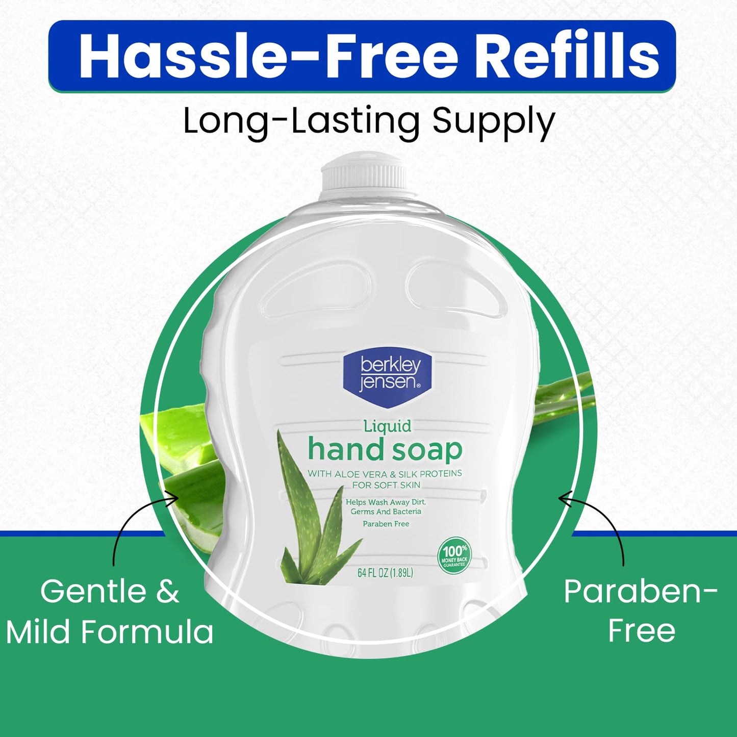 Berkley Jensen Aloe Vera Hand Soap Refills – Moisturizing 64 Fl Oz (Pack of 2) for Soft Skin