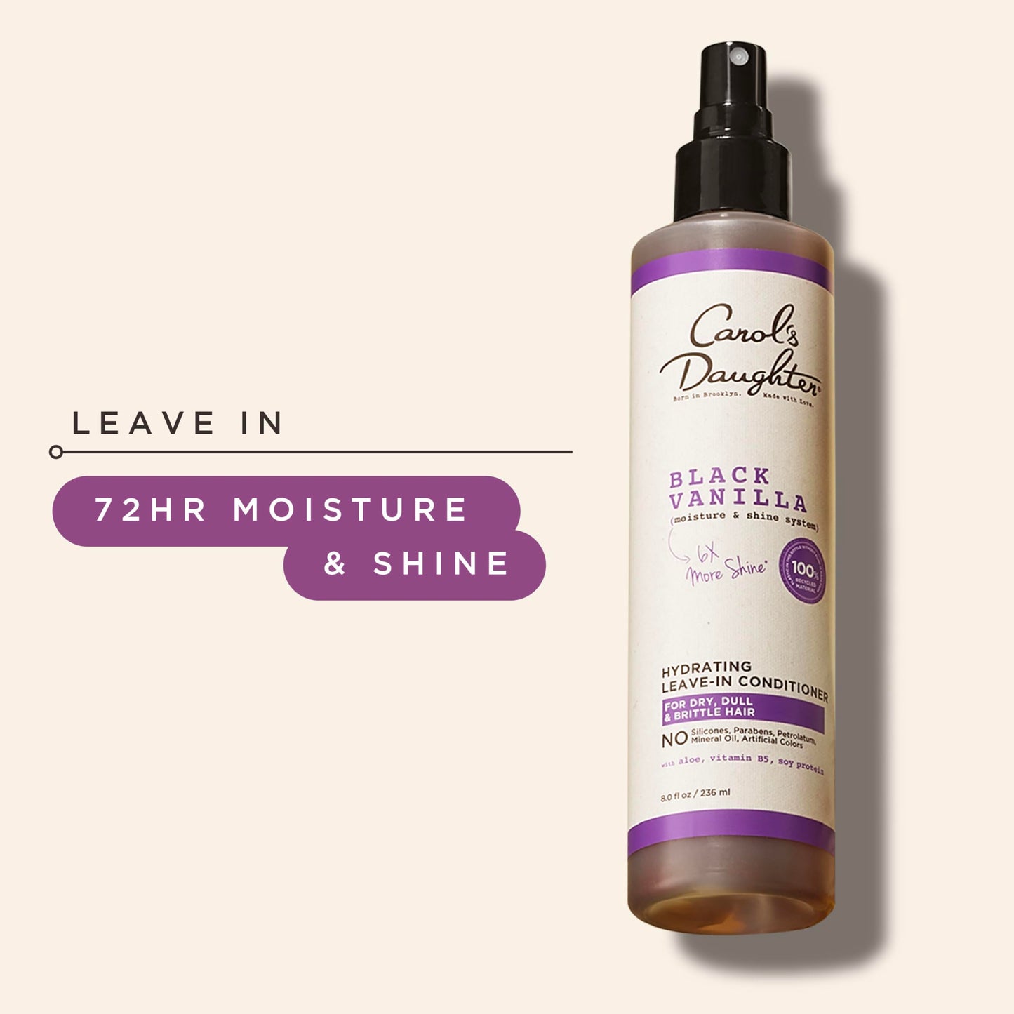 Carol's Daughter Black Vanilla Leave In Conditioner for Curly, Wavy or Natural Hair, Moisturizing Hair Care for Dry, Dull or Brittle Hair, 8 Fl Oz