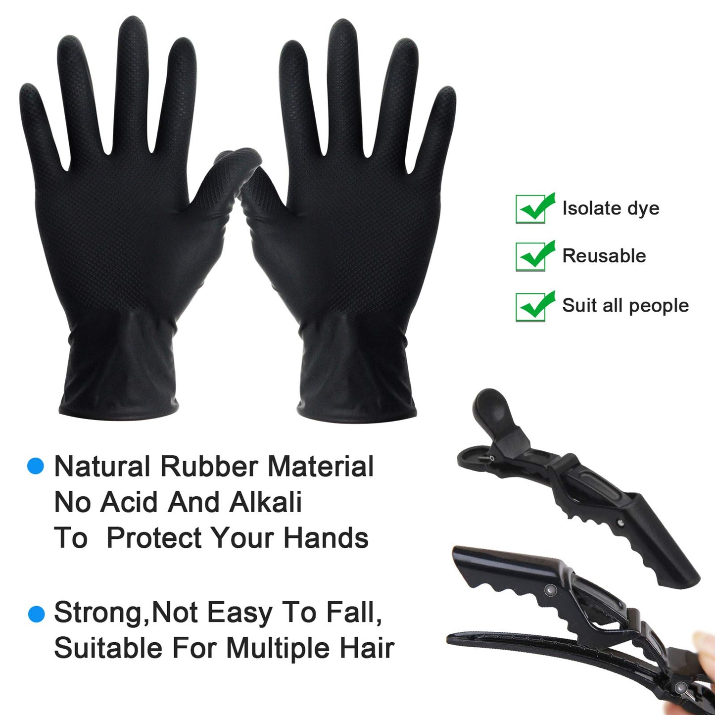 CREATESTAR 15 Pcs Hair Dye Coloring Kit, DIY Salon Tool - Hair Dyeing Bleaching Kit With Bowl, Brush, Spoon, Ear Cover, Gloves, Comb (Black)