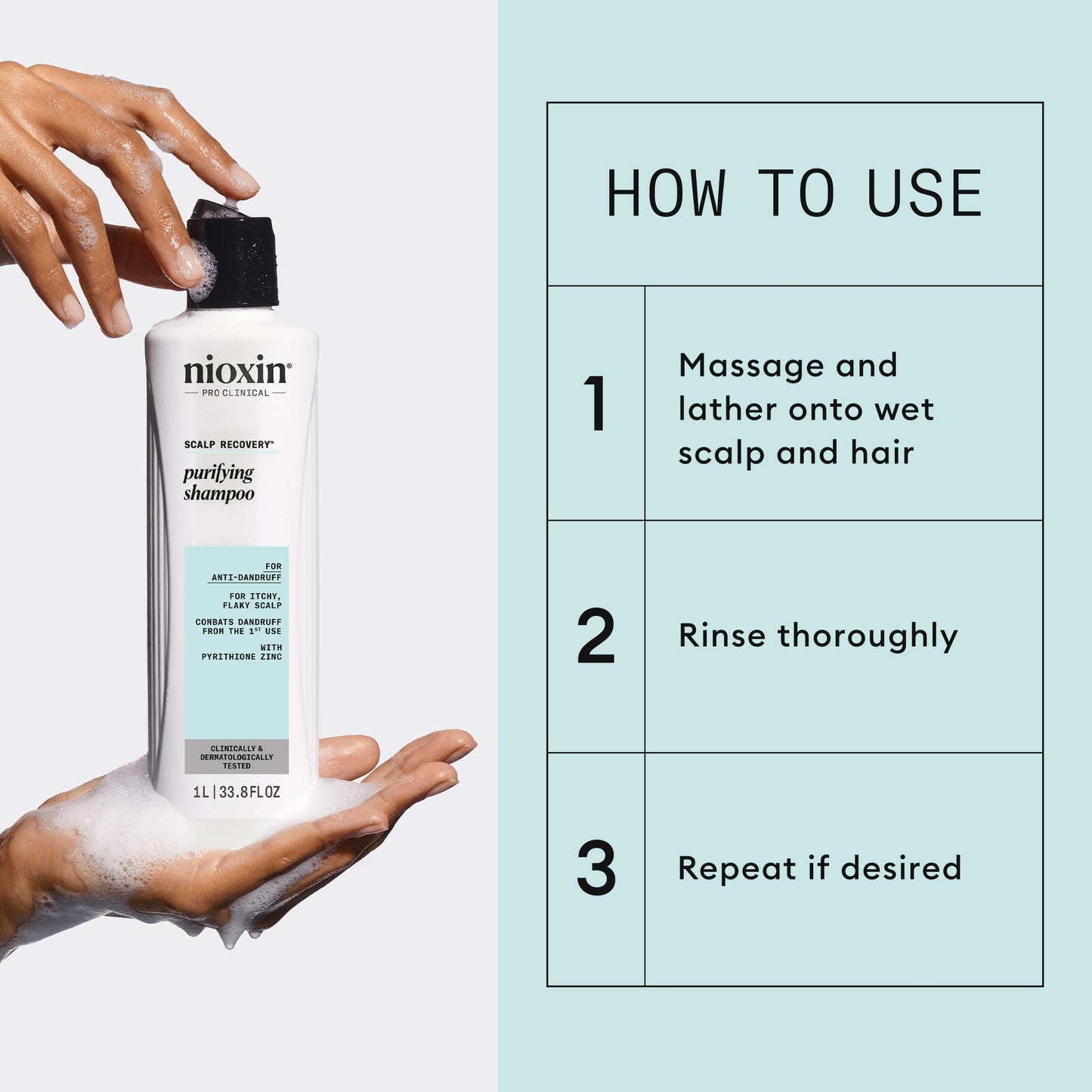 Nioxin Scalp Recovery Purifying Shampoo | For Dandruff and Itchy Scalp | With Pyrithione Zinc and Green Tea Extracts| 33.8 Fl oz.