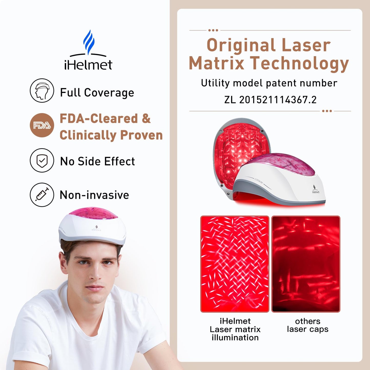 iHelmet Laser Hair Growth System (FDA Cleared), Hair Regrowth Helmet & Laser Cap, Hair Loss Treatment for Men and Women, Low Level Laser Therapy for Hair Growth, Anti-Thining Treatment,36 Pink