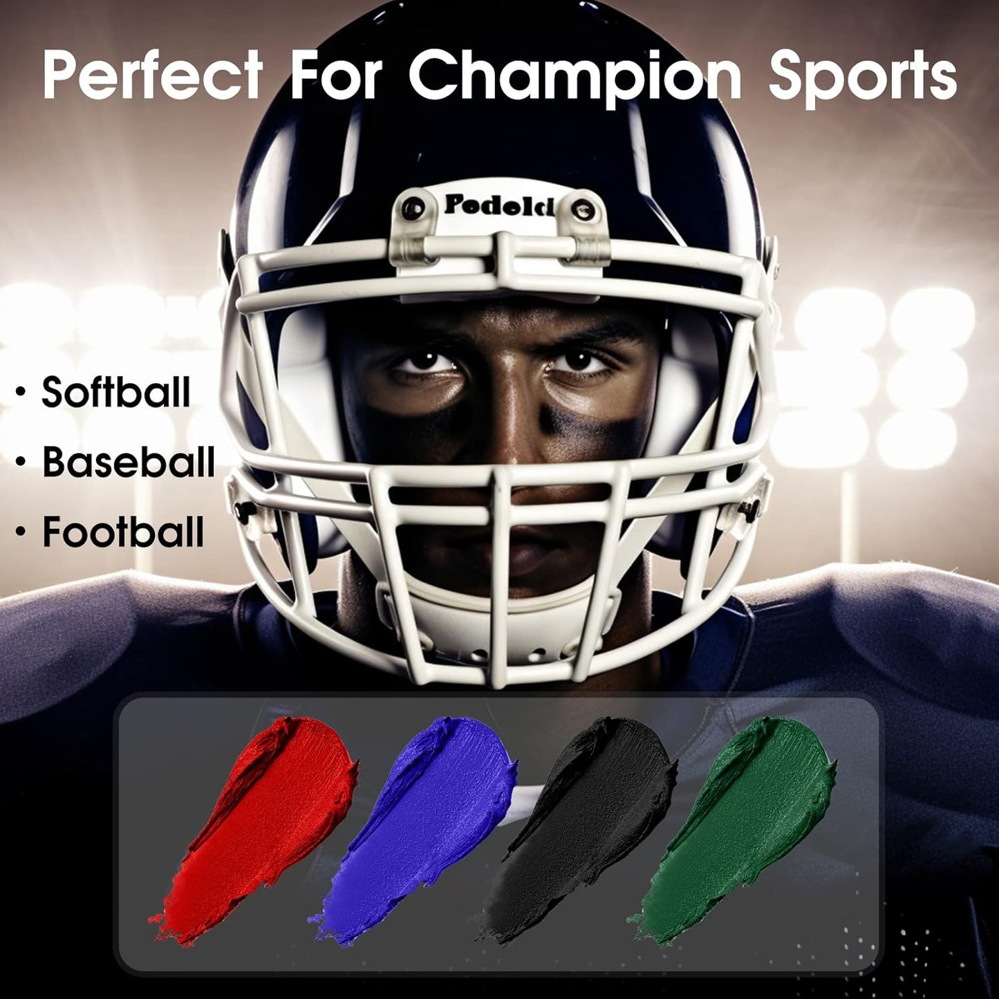 Red White Blue Face Paint Stick Kit - Eye Black for Football, Baseball & Halloween