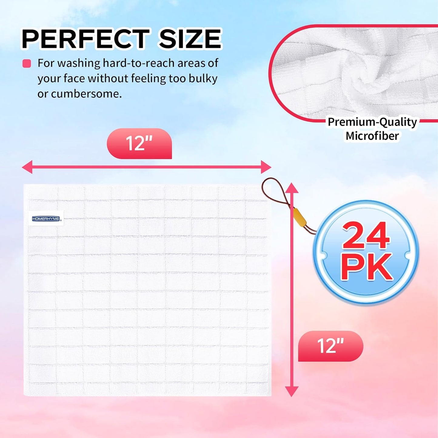 Microfiber Washcloths 50 Pack - Soft, Lint-Free Quick-Dry Face Towels for Gym, Bathroom & Kitchen