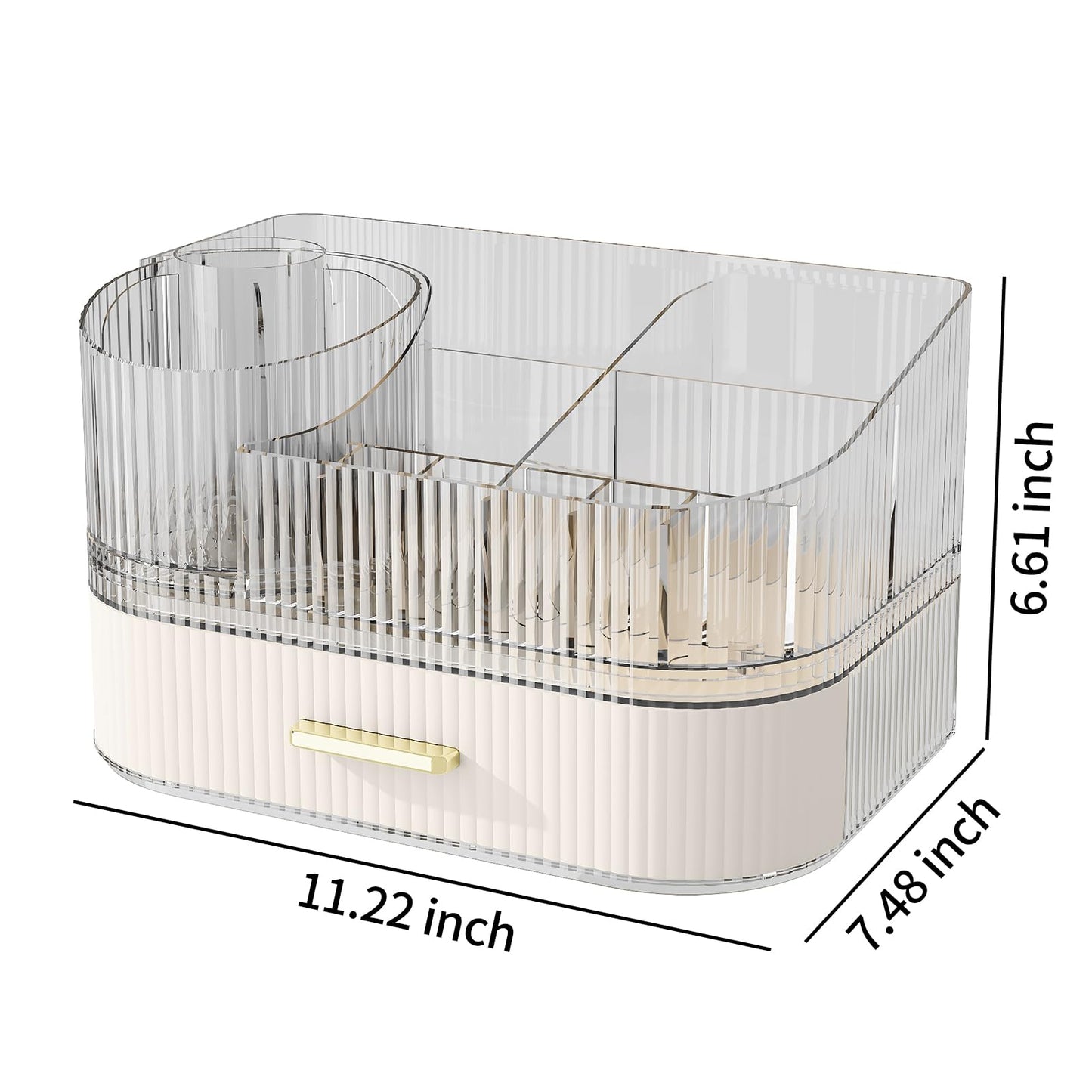 MIUOPUR Makeup Organizer with Rotating Makeup Brush Holder, Stackable Drawers for Bathroom Organizers and Storage, Make up Organizers for Vanity, Great for Cosmetics, skincare, Lipsticks -Cream