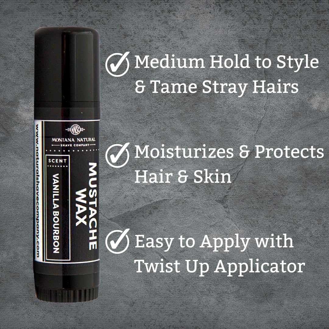 Vanilla Bourbon Mustache Wax - All-Natural Medium Hold Balm with Beeswax & Plant Oils