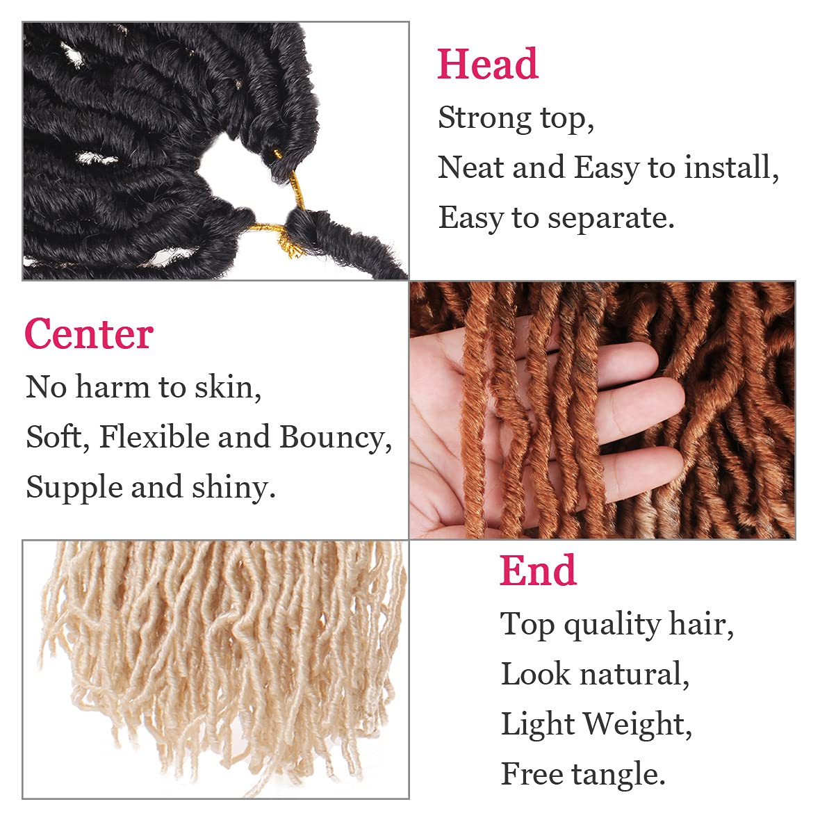 Faux Locs Crochet Hair - 18 Inch Pre-Looped 7 Packs Soft Natural Black Goddess Locs for Women