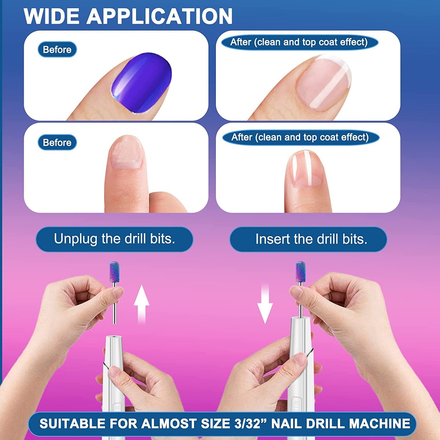 25Pcs Nail Drill Bits Set - Ceramic & Tungsten Carbide for Acrylic Gel Manicure & Pedicure