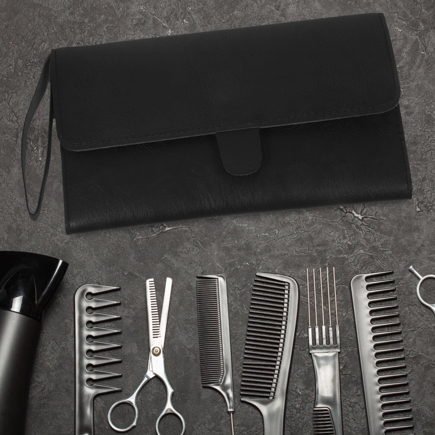 Hair scissor storage organizer Scissors Bag Barber Leather Pouch Case Foldable Hairdressing Tool Holder Bag for Scissors Shear Hair scissor container Comb leather barber scissors case
