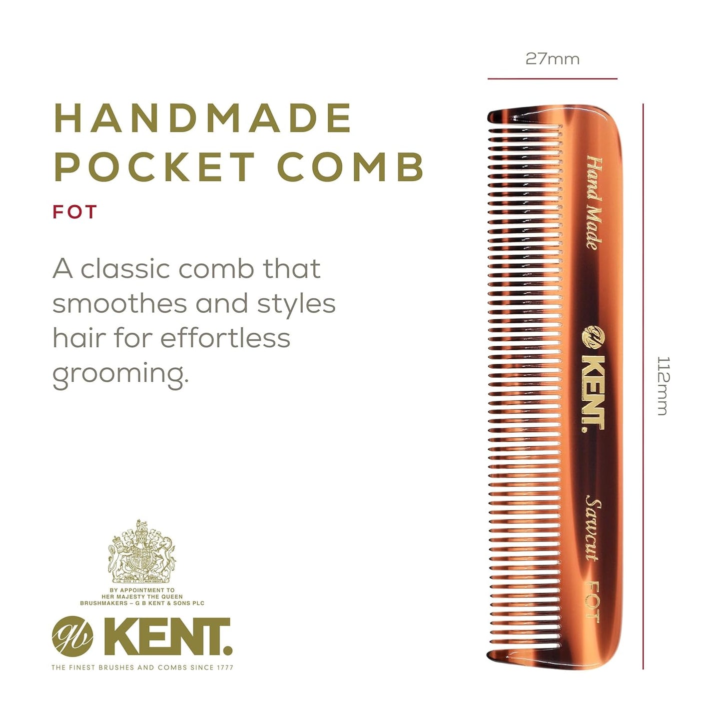 Kent Set Men's Hair Combs - 81T X-Small & 20T Folding Fine Tooth Grooming Kit for Hair, Beard & Mustache - Handmade in England