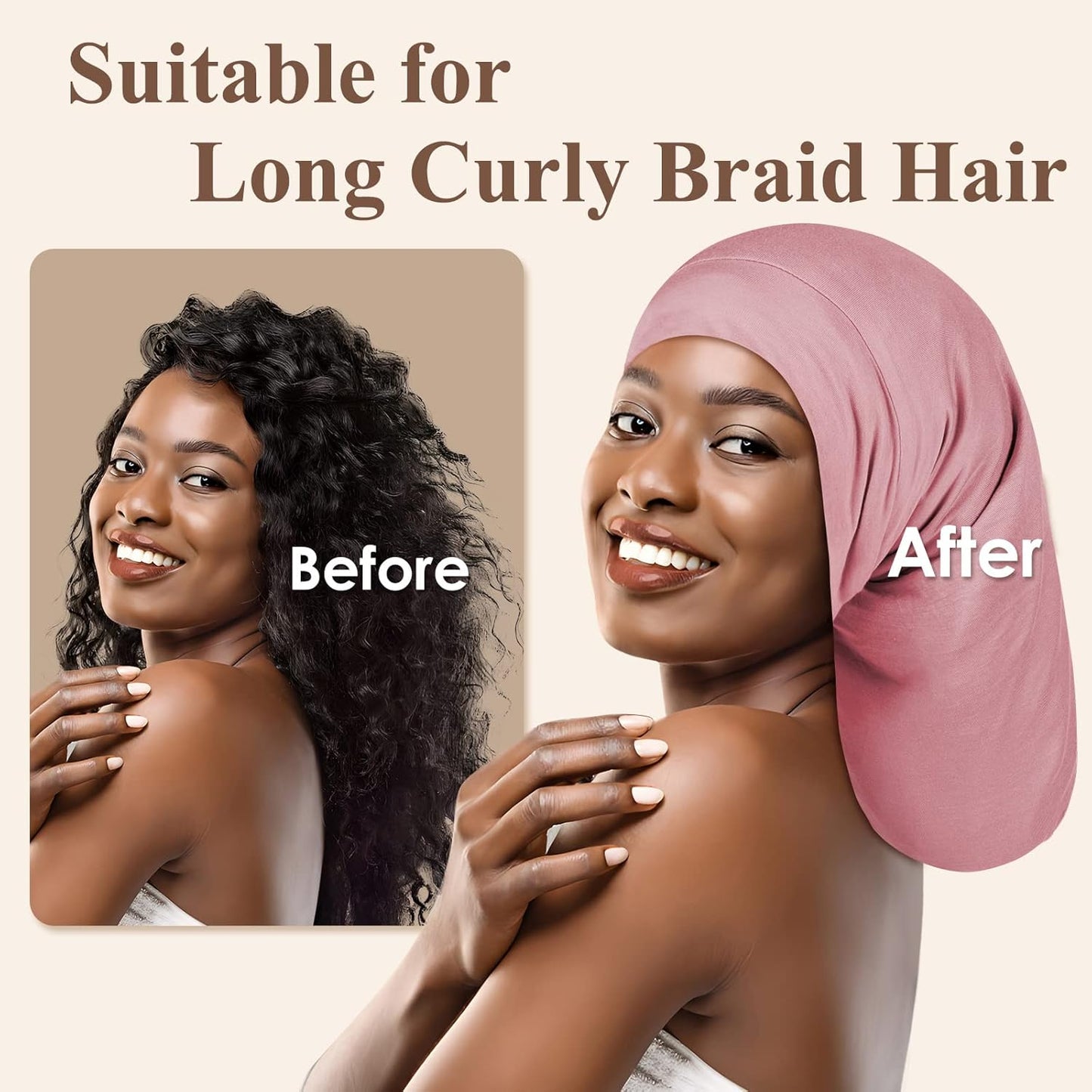 100% Silk Dreadlock Cap & Bonnet for Sleeping - Extra Large Hair Cover for Men & Women