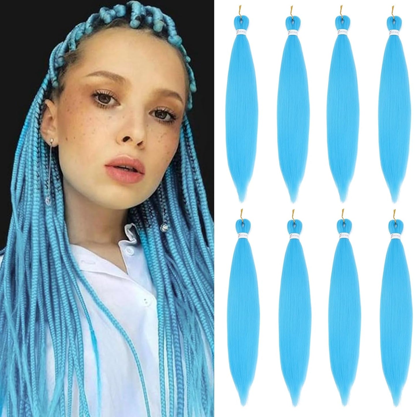 24-Inch Pre-Stretched Braiding Hair - 8 Packs Soft Yaki Texture for Crochet & Twists